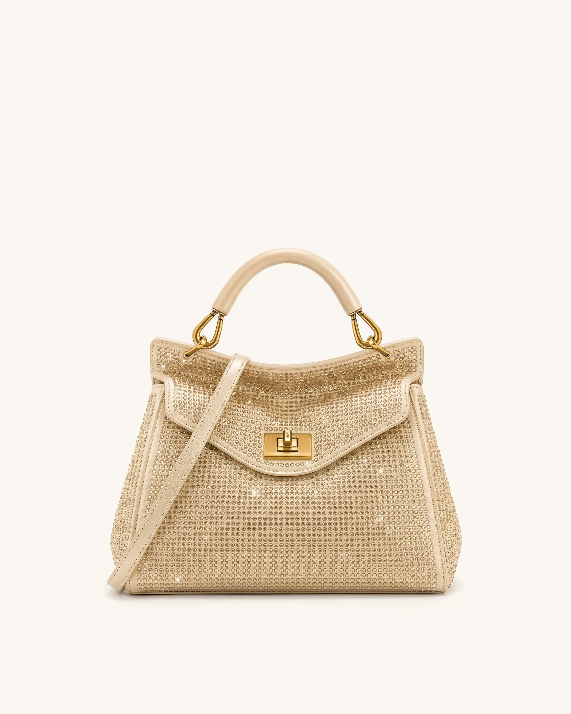 Lucia Klassische Henkeltasche mit Kristallimitat - Champagner
