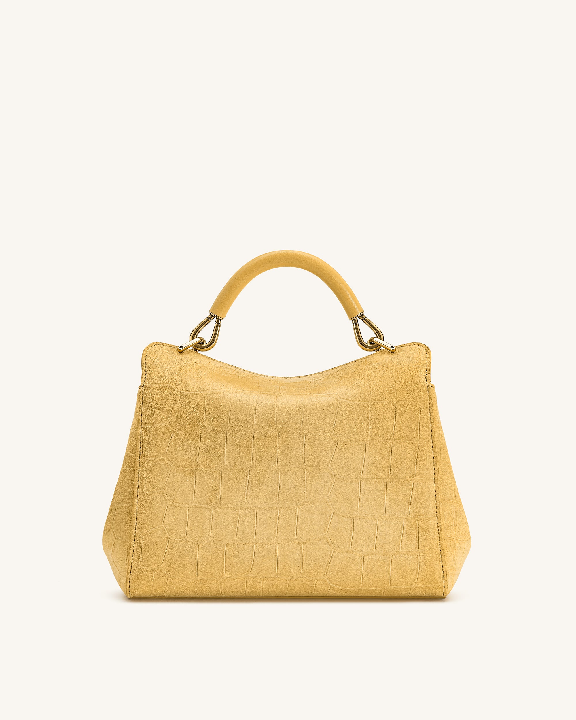 Lucia Klassische Handtasche aus Kunstwildleder mit Krokoprägung – Gelb - Image 3