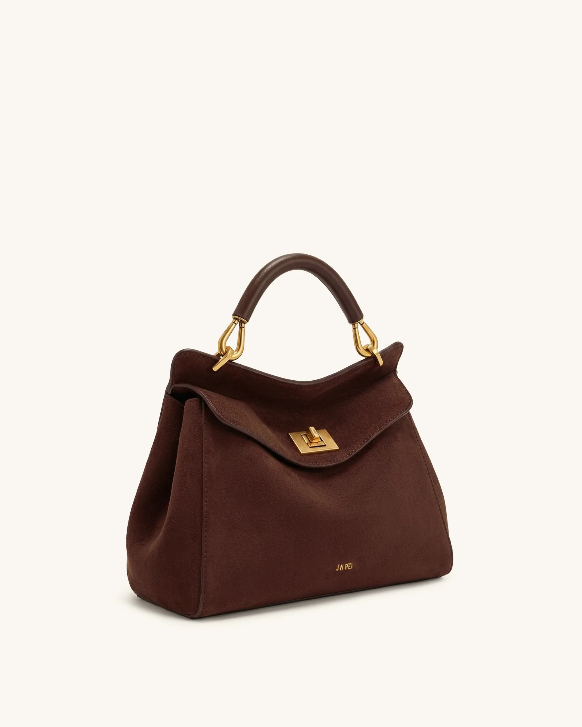 Lucia Klassische Kunstwildleder-Henkeltasche - Dunkelbraun - Image 2