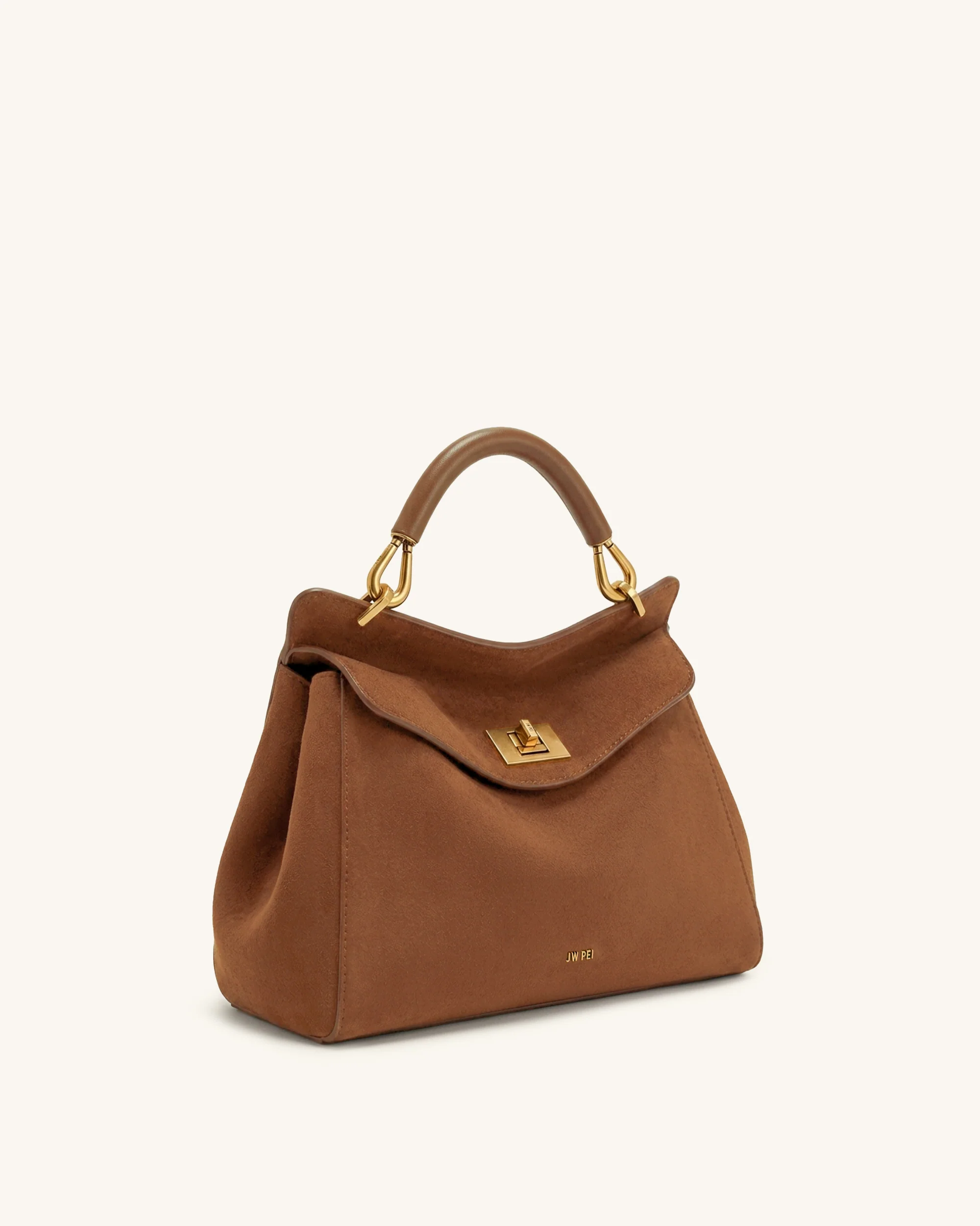 Lucia Klassische Kunstwildleder-Henkeltasche - Dunkelrotbraun - Image 2