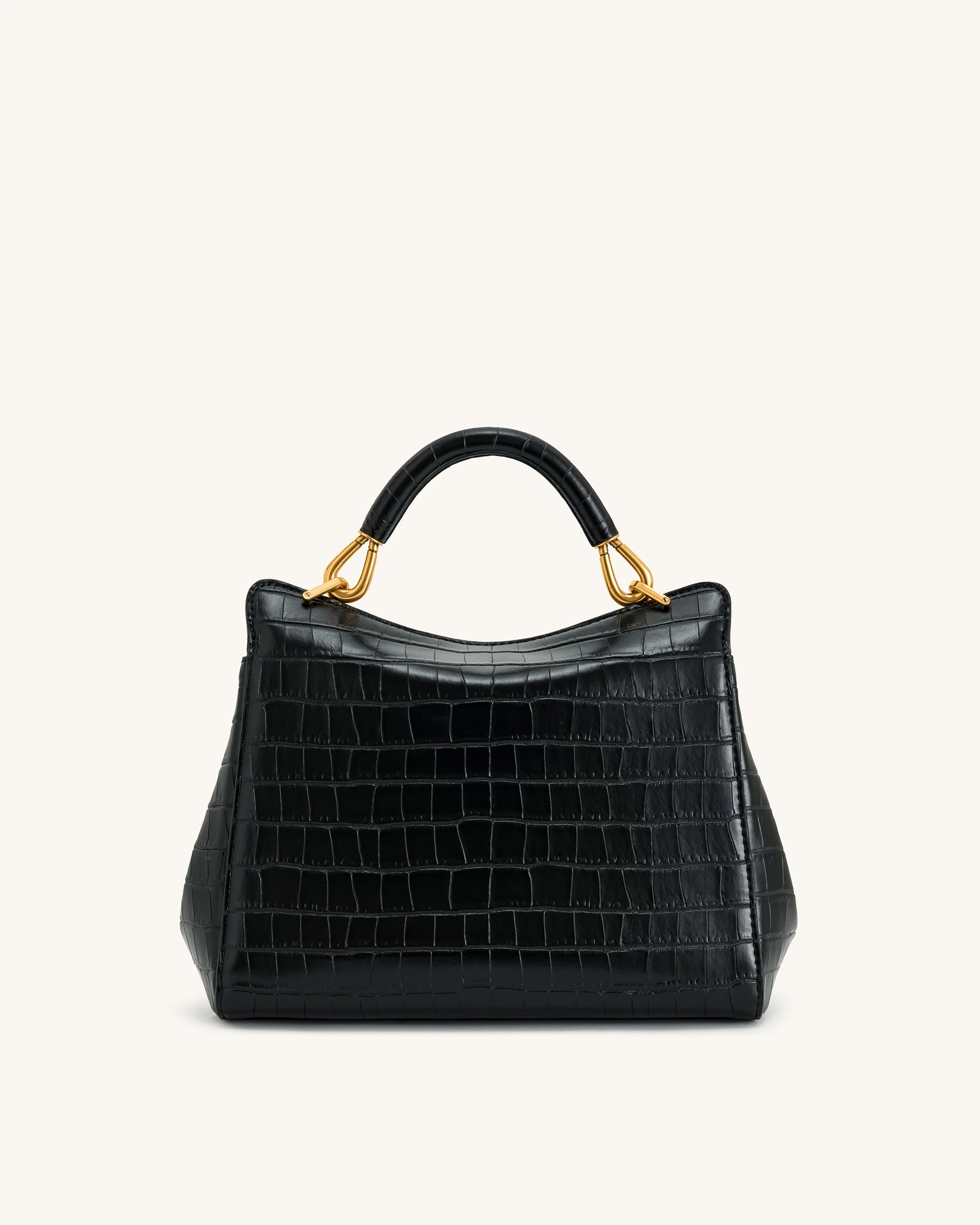 Lucia Klassische Handtasche - Schwarzes Krokodil-Muster - Image 3