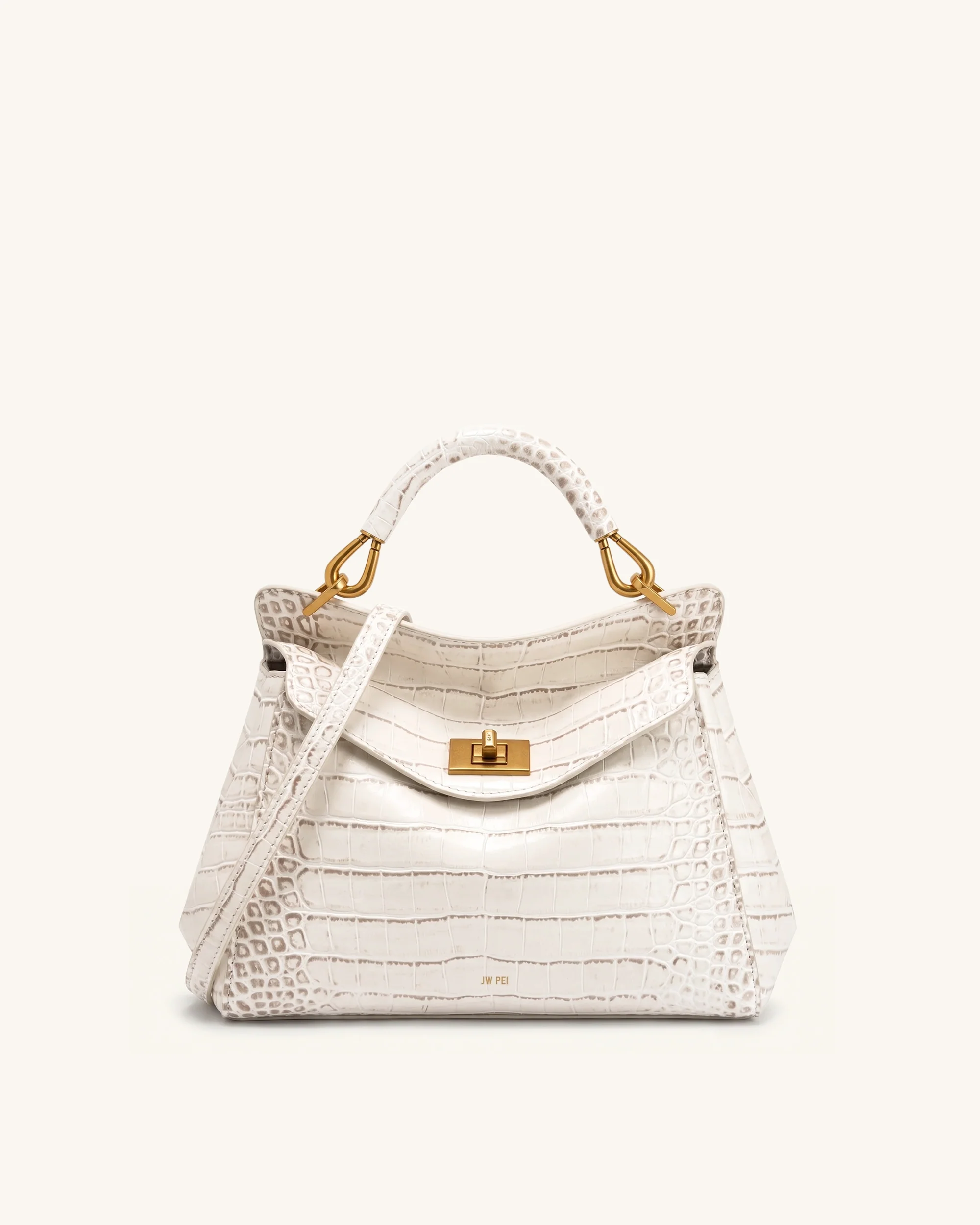 Lucia Klassische Henkeltasche - Off-White Kroko