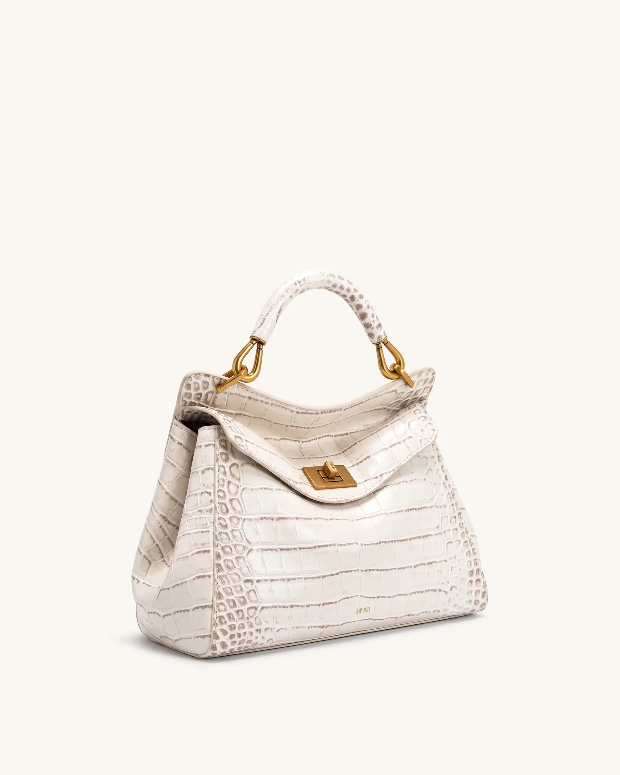 Lucia Klassische Henkeltasche - Off-White Kroko - Image 2
