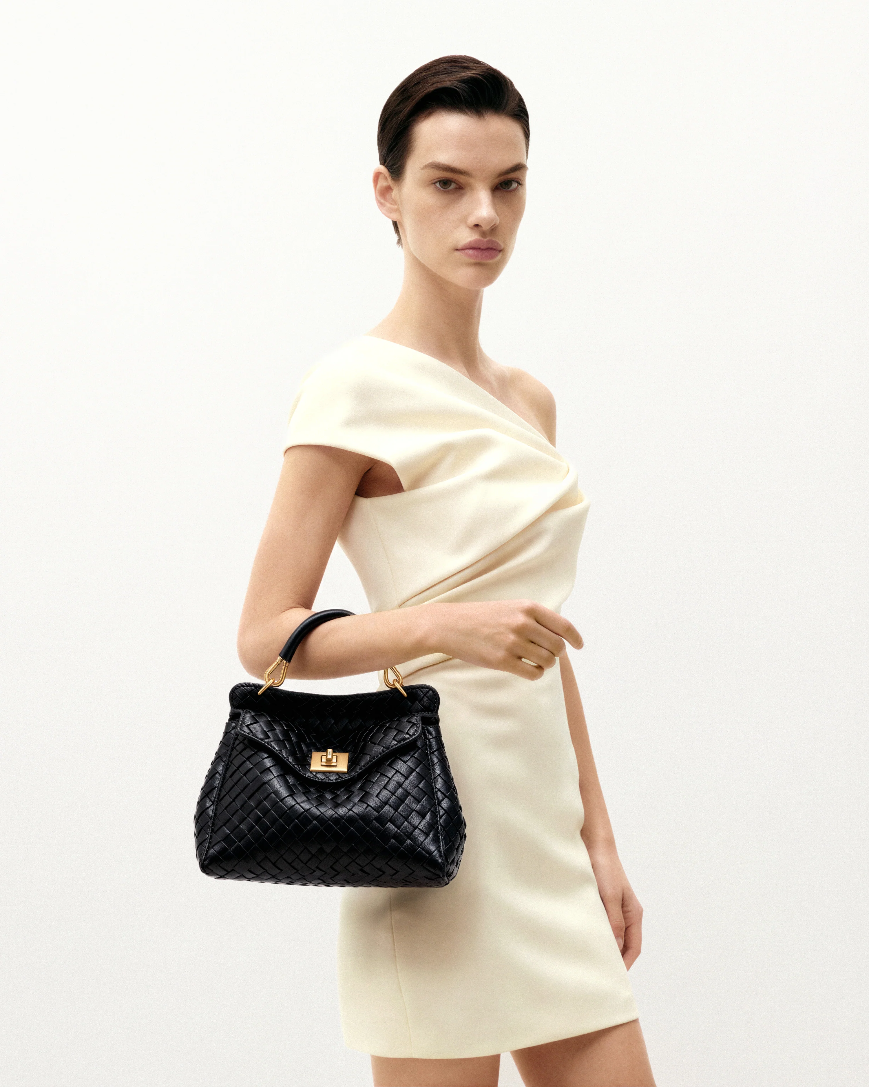 Lucia Klassische Top-Handle Gewebte Tasche - Schwarz - Image 2