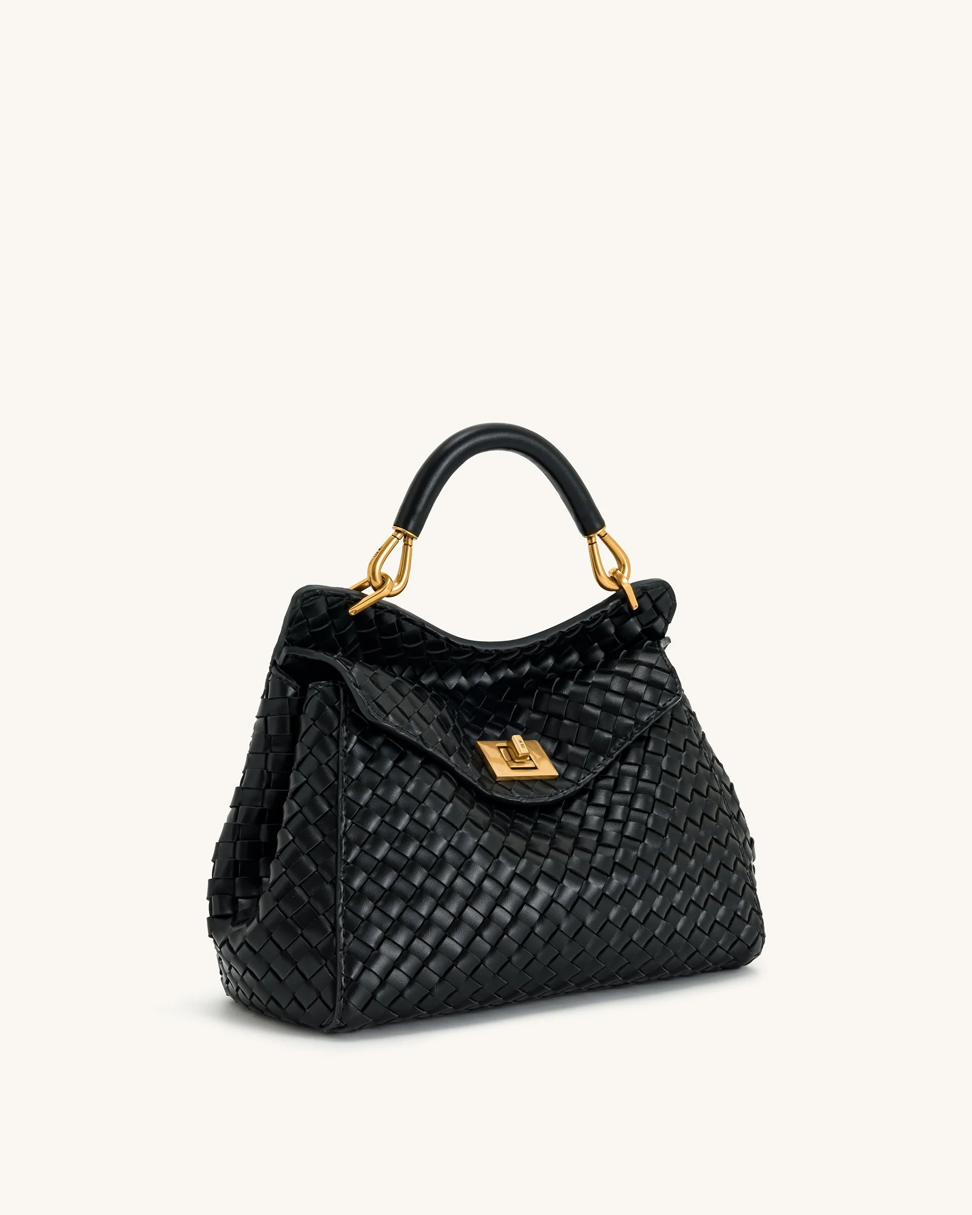 Lucia Klassische Top-Handle Gewebte Tasche - Schwarz - Image 3