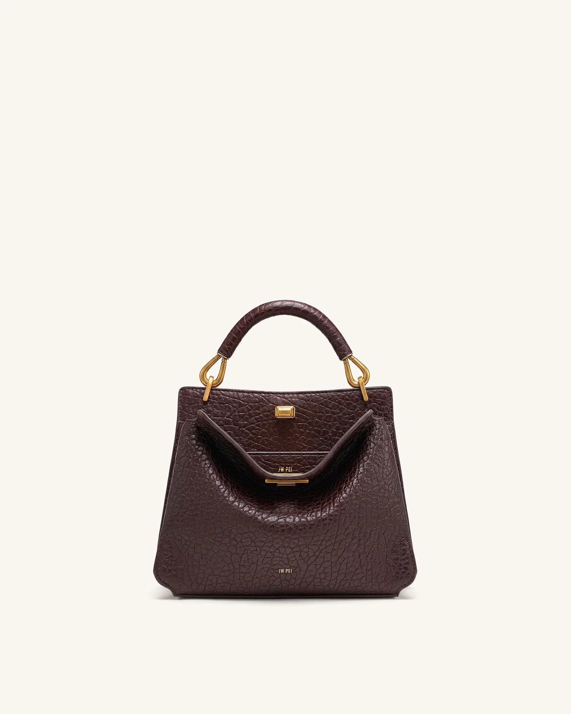 Lucia Henkeltasche in Elefanten-Optik - Dunkelbraun
