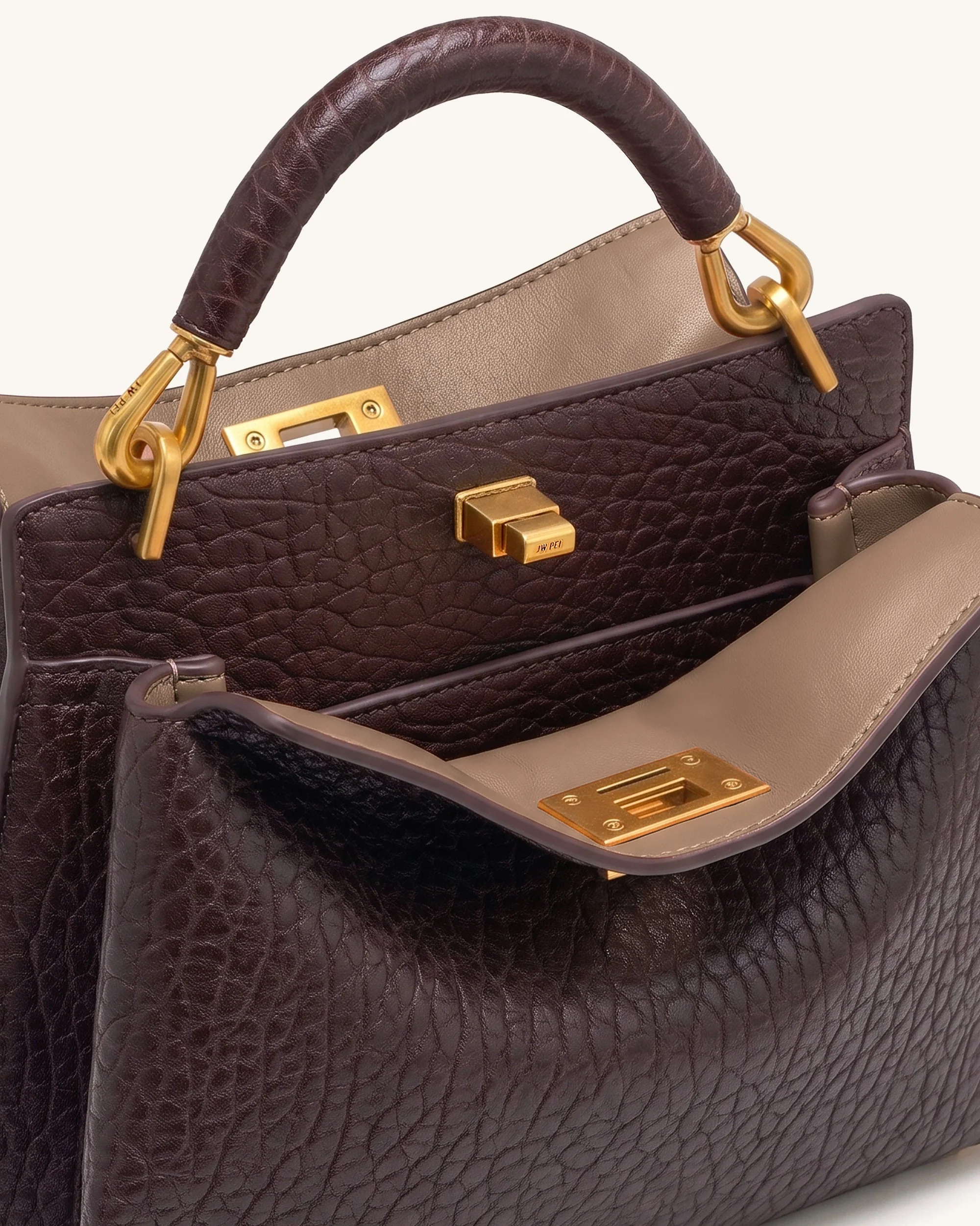 Lucia Henkeltasche in Elefanten-Optik - Dunkelbraun - Image 5