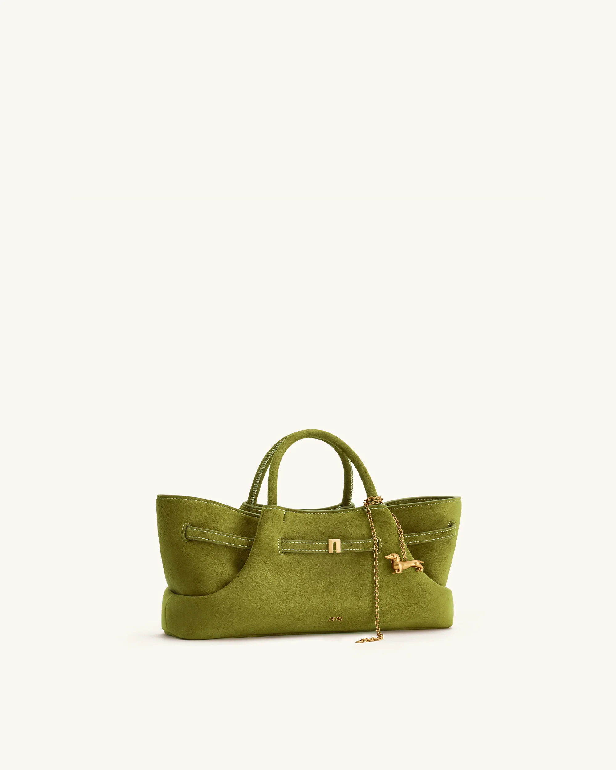 Maeve Tote Bag aus Kunstwildleder mit Dackel-Metallanhänger – Olivgrün - Image 4