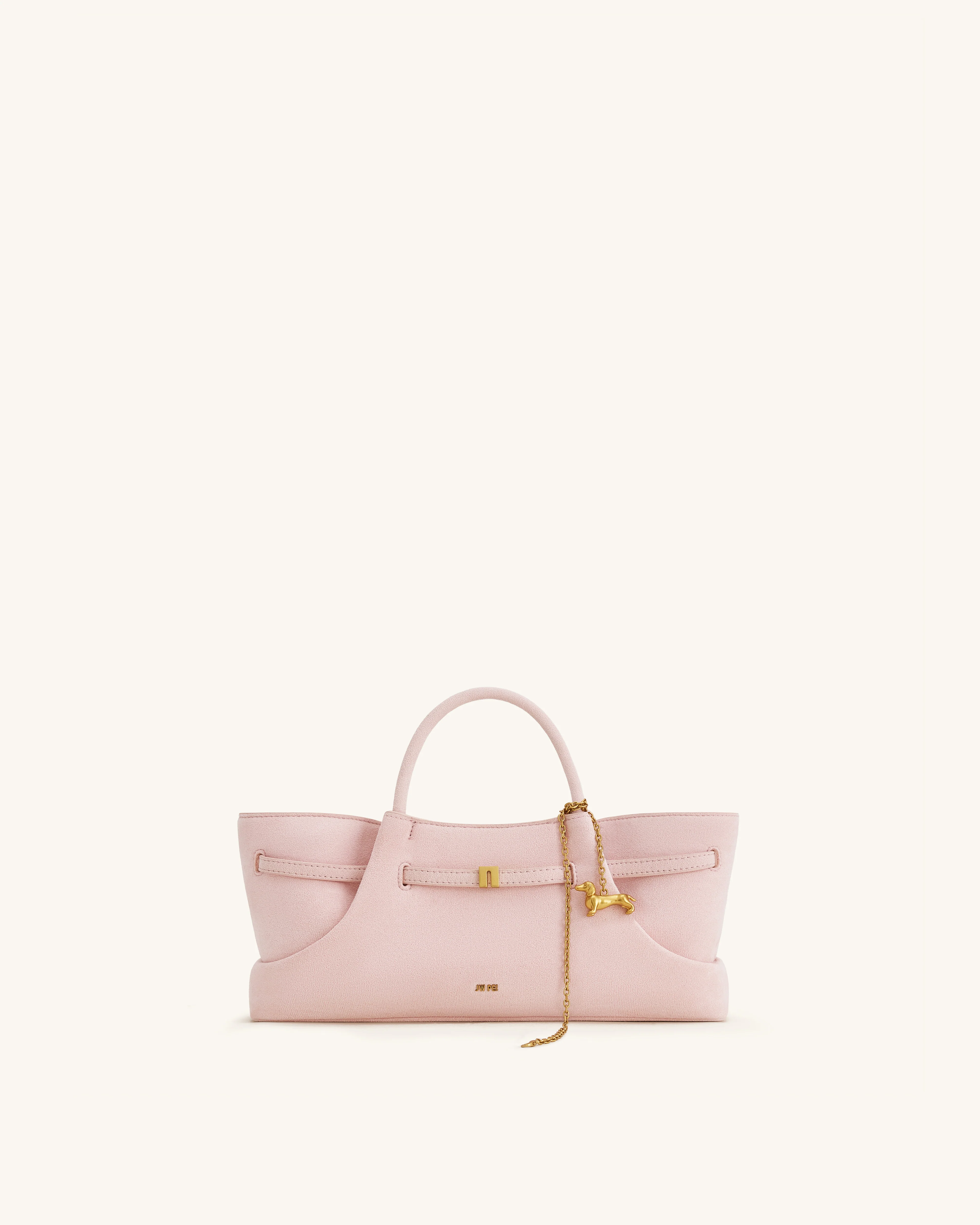 Maeve Tote Bag aus Kunstwildleder mit Dackel-Metallanhänger – Pink