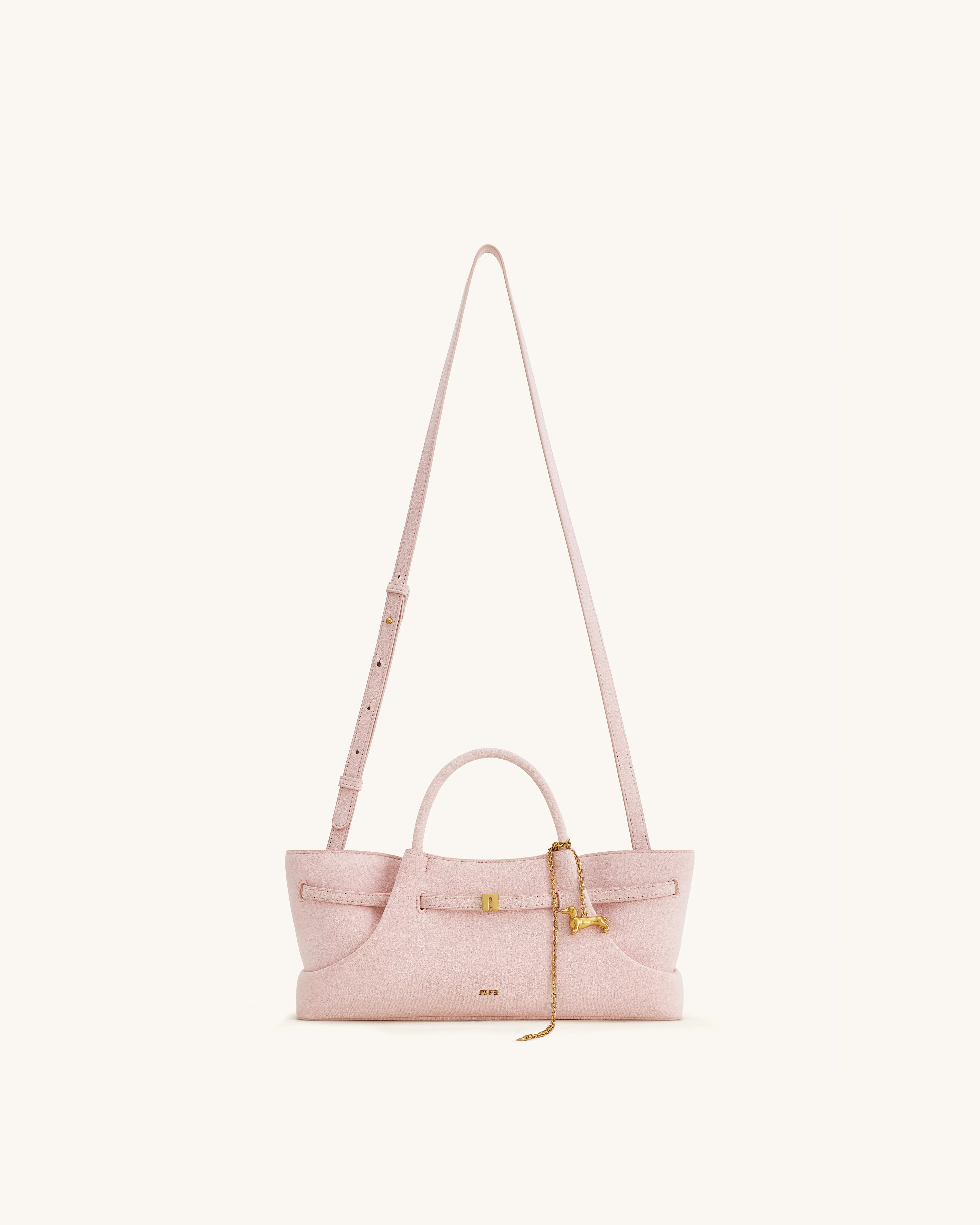 Maeve Tote Bag aus Kunstwildleder mit Dackel-Metallanhänger – Pink - Image 2