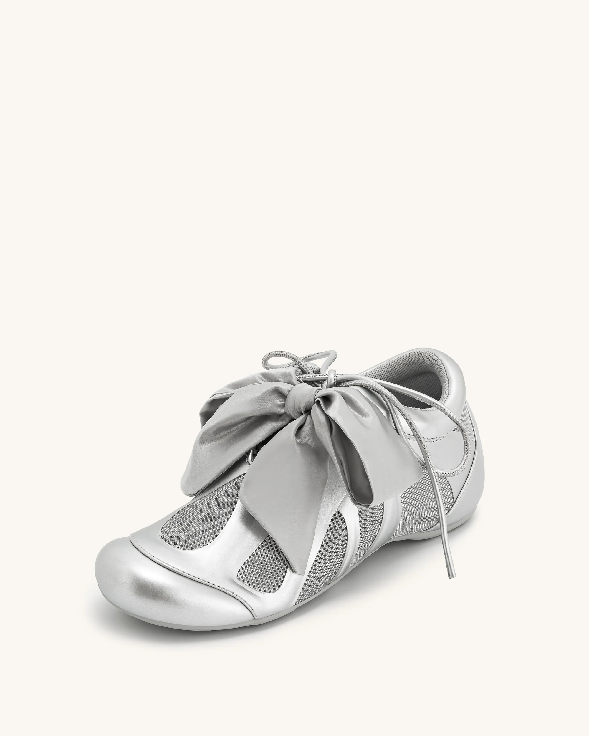 Rosie Metallic Schleifen-Tie Low Top Turnschuhe - Silber - Image 5