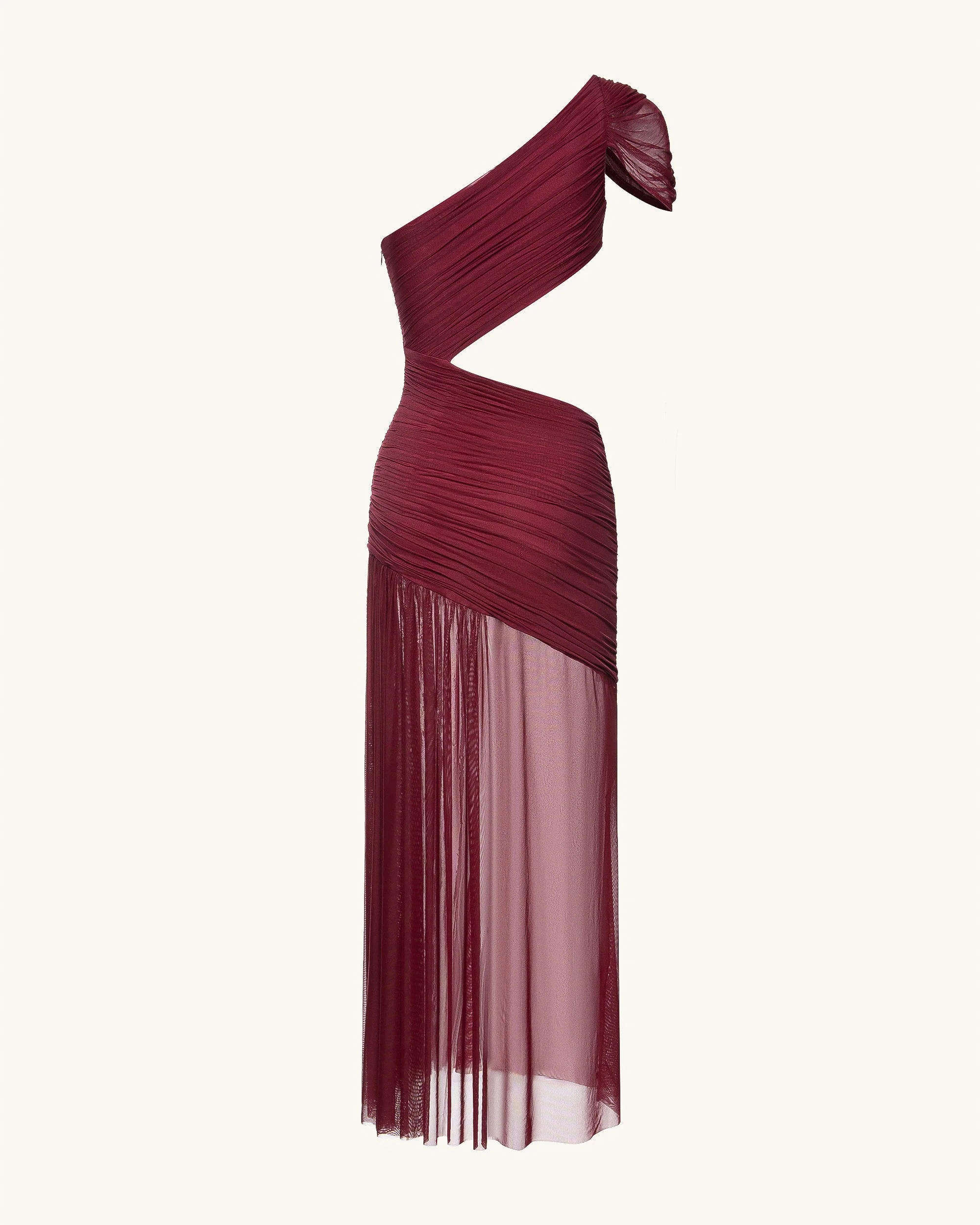 Mia Plissiertes Meshkleid - Burgunderrot - Image 8