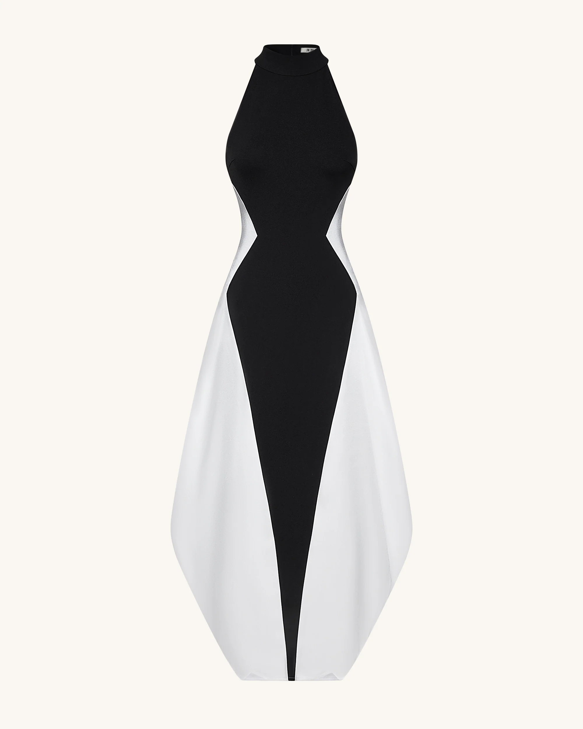 Monochrom Geteiltes Maxi-Kleid – Schwarz - Image 2