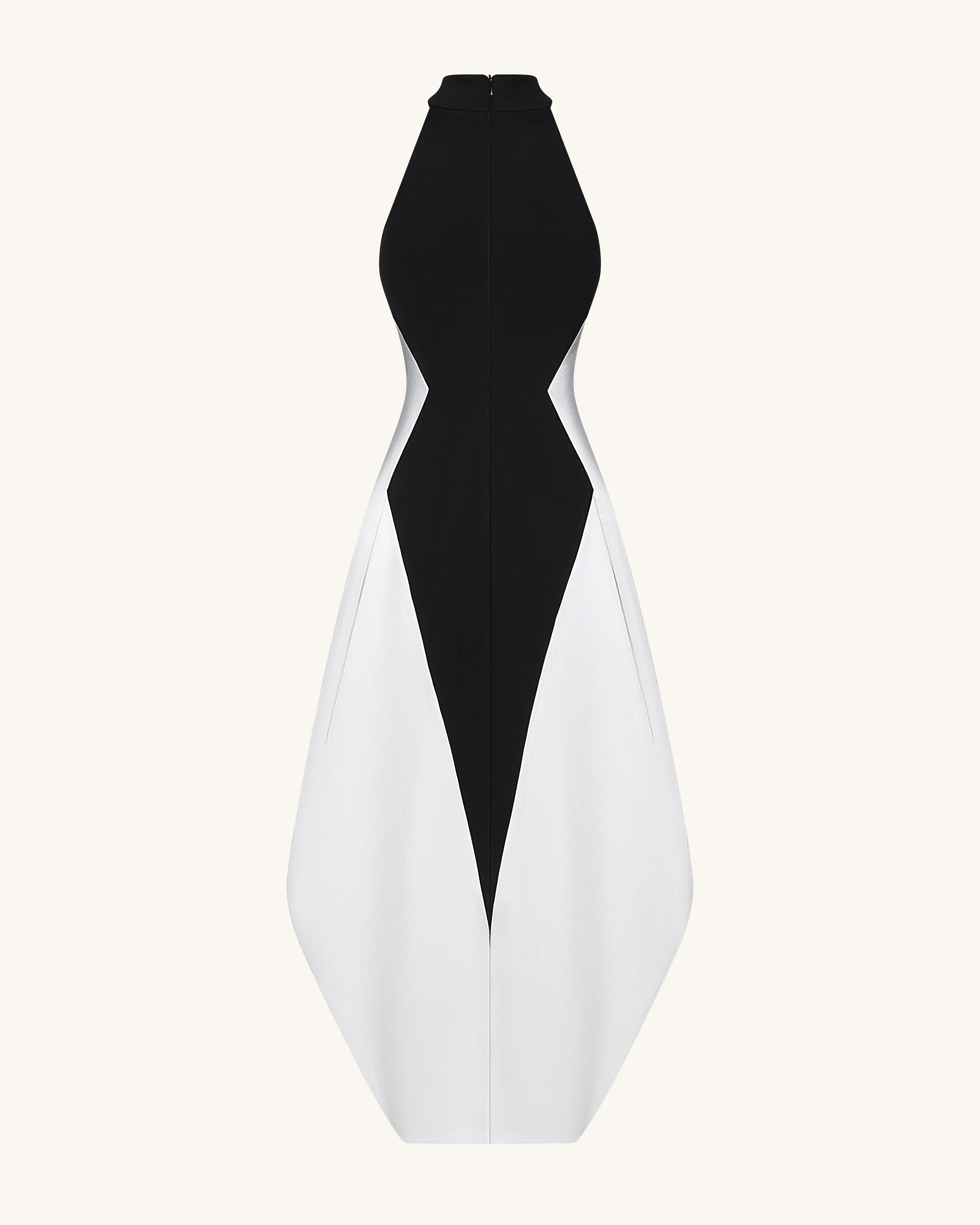 Monochrom Geteiltes Maxi-Kleid – Schwarz - Image 4