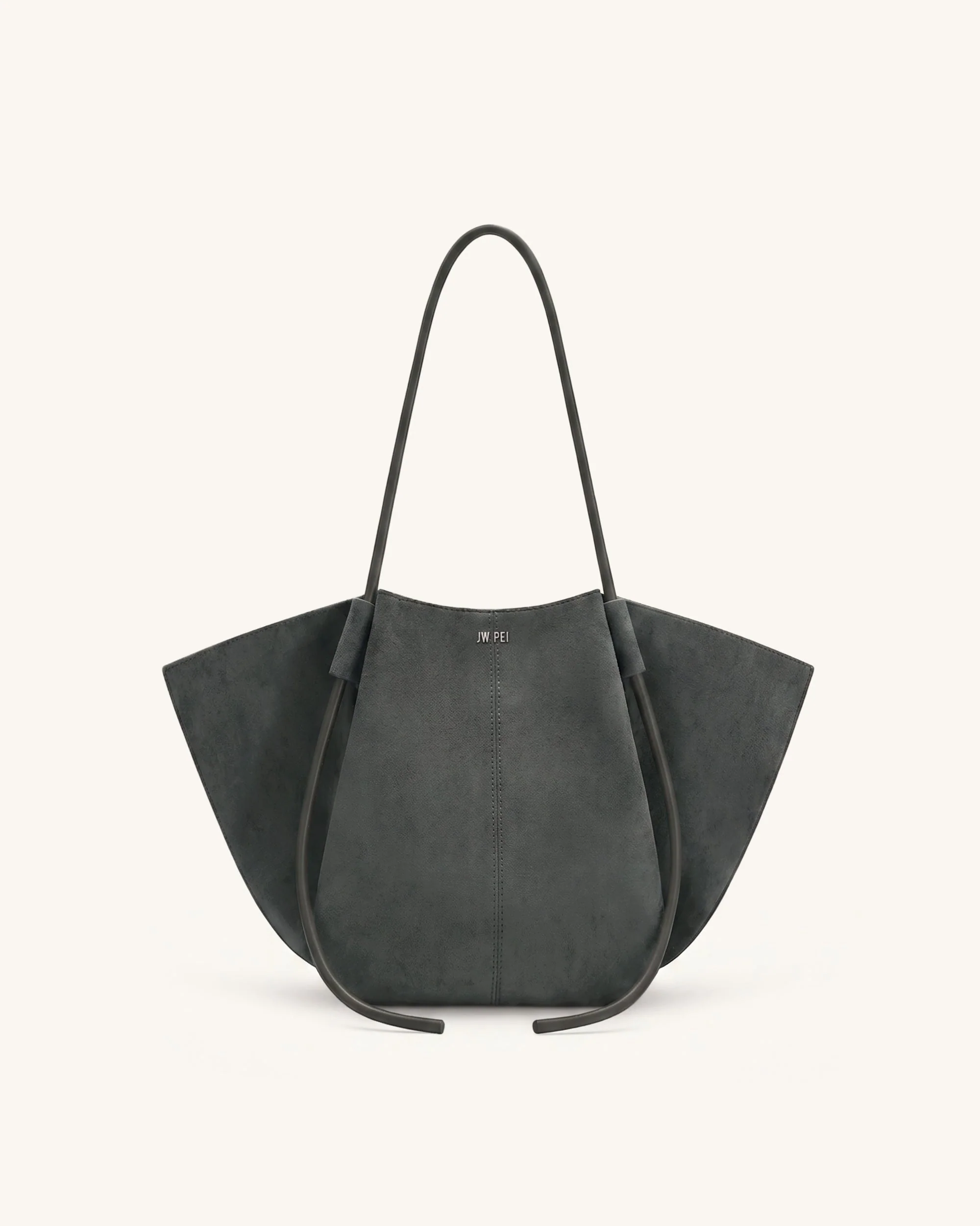 Nala Breite Tote Bag aus Wildlederimitat - Dunkelgrau
