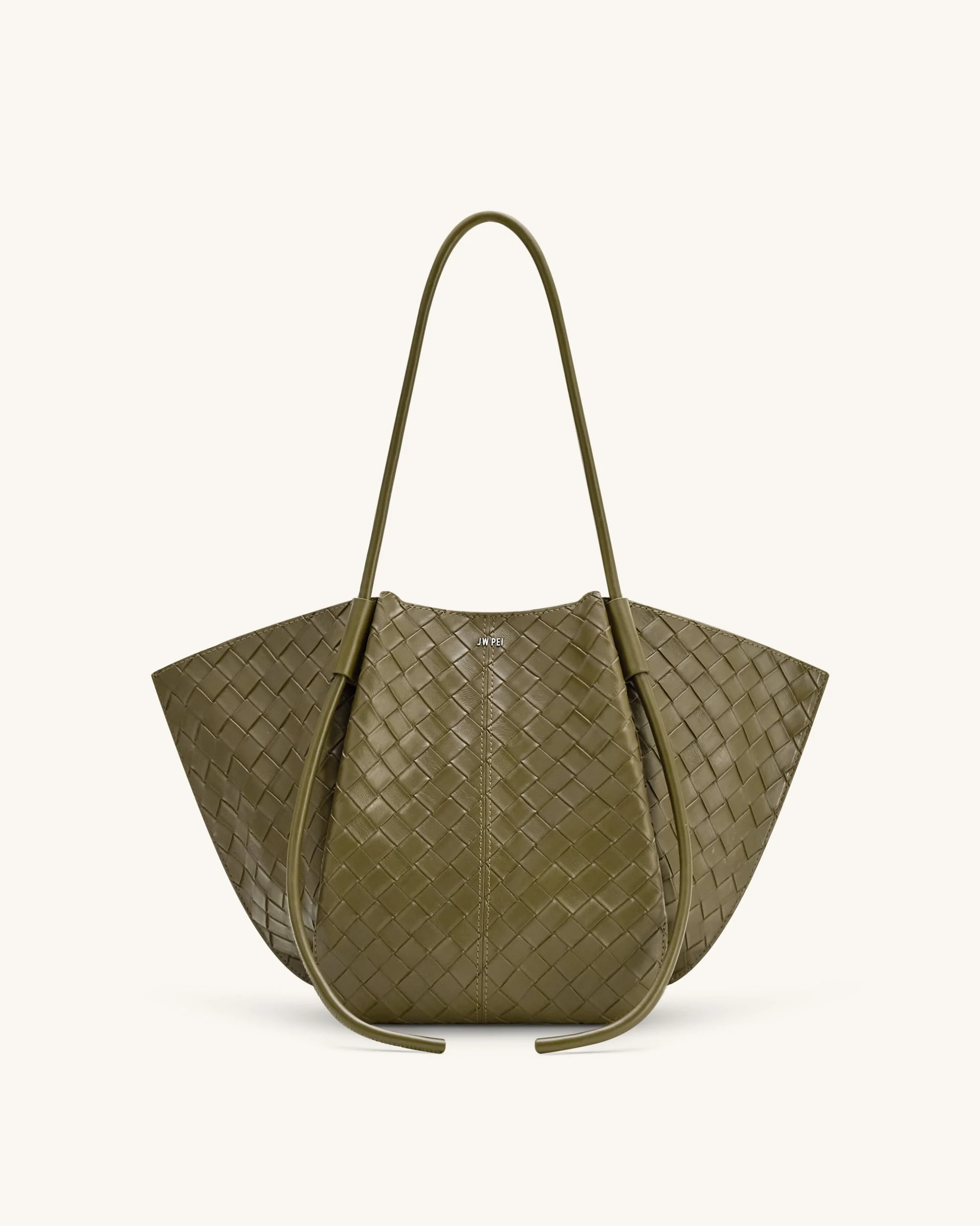 Nala Große Tote Bag mit Webtextur - Olivgrün