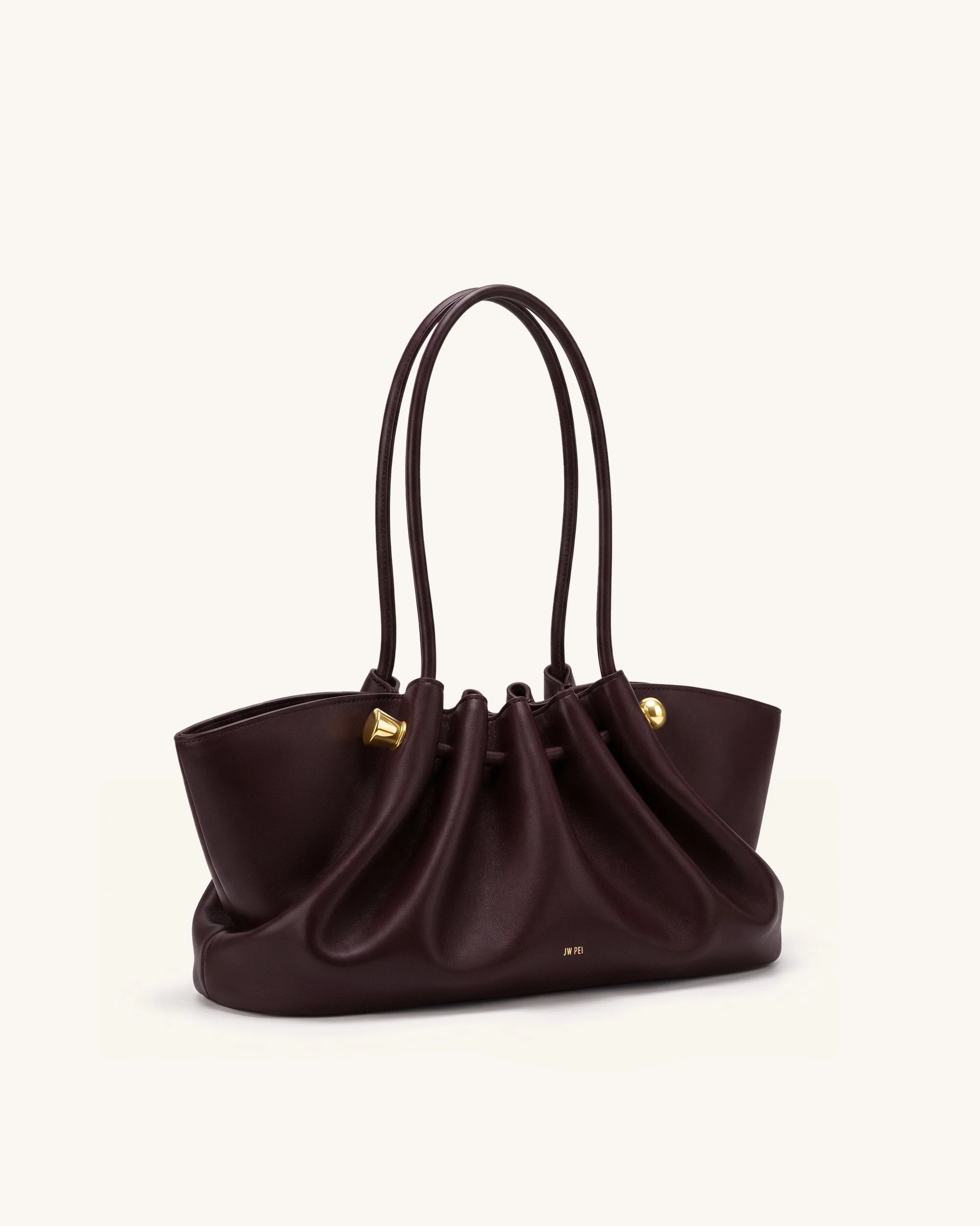 Naomi Geraffte Schultertasche mit langem Henkel - Dunkles Burgunderrot - Image 2