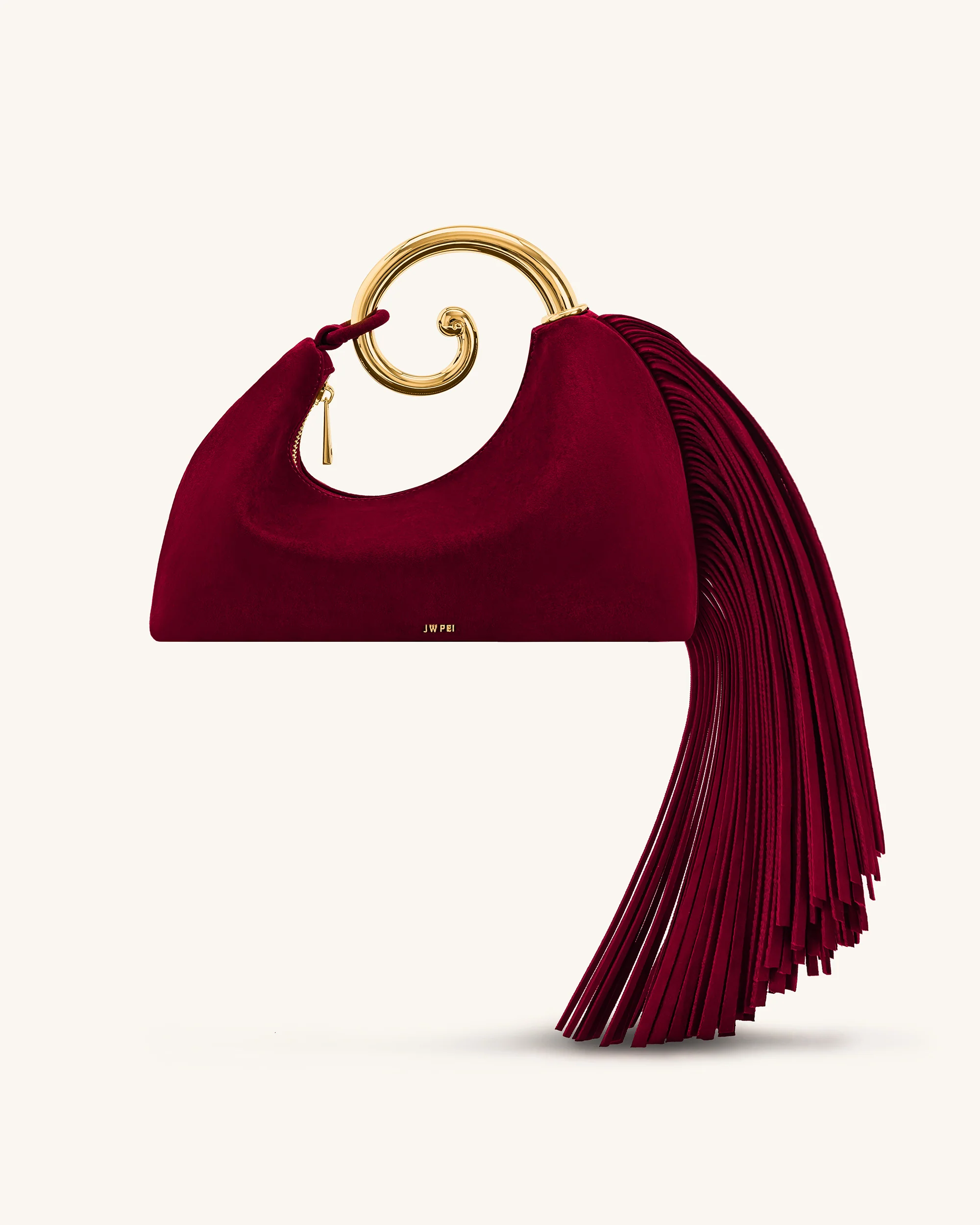 Nell Henkeltasche mit Fransen-Hardware - Burgund