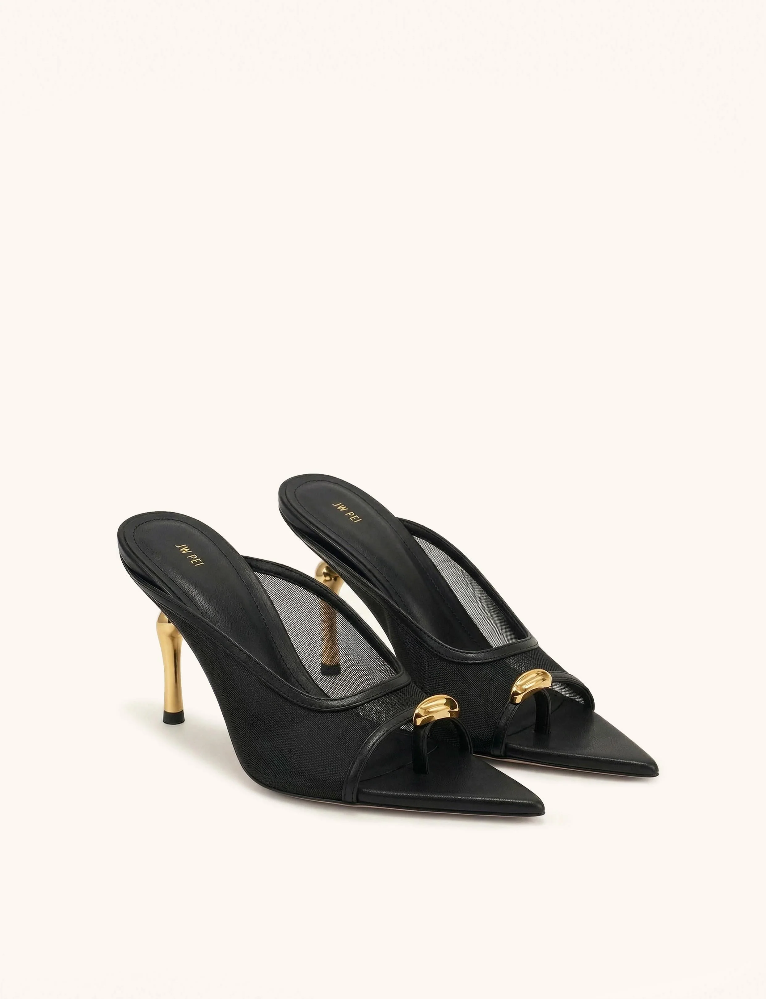 Noemi Spitze Mesh-Mule-Heels - Schwarz