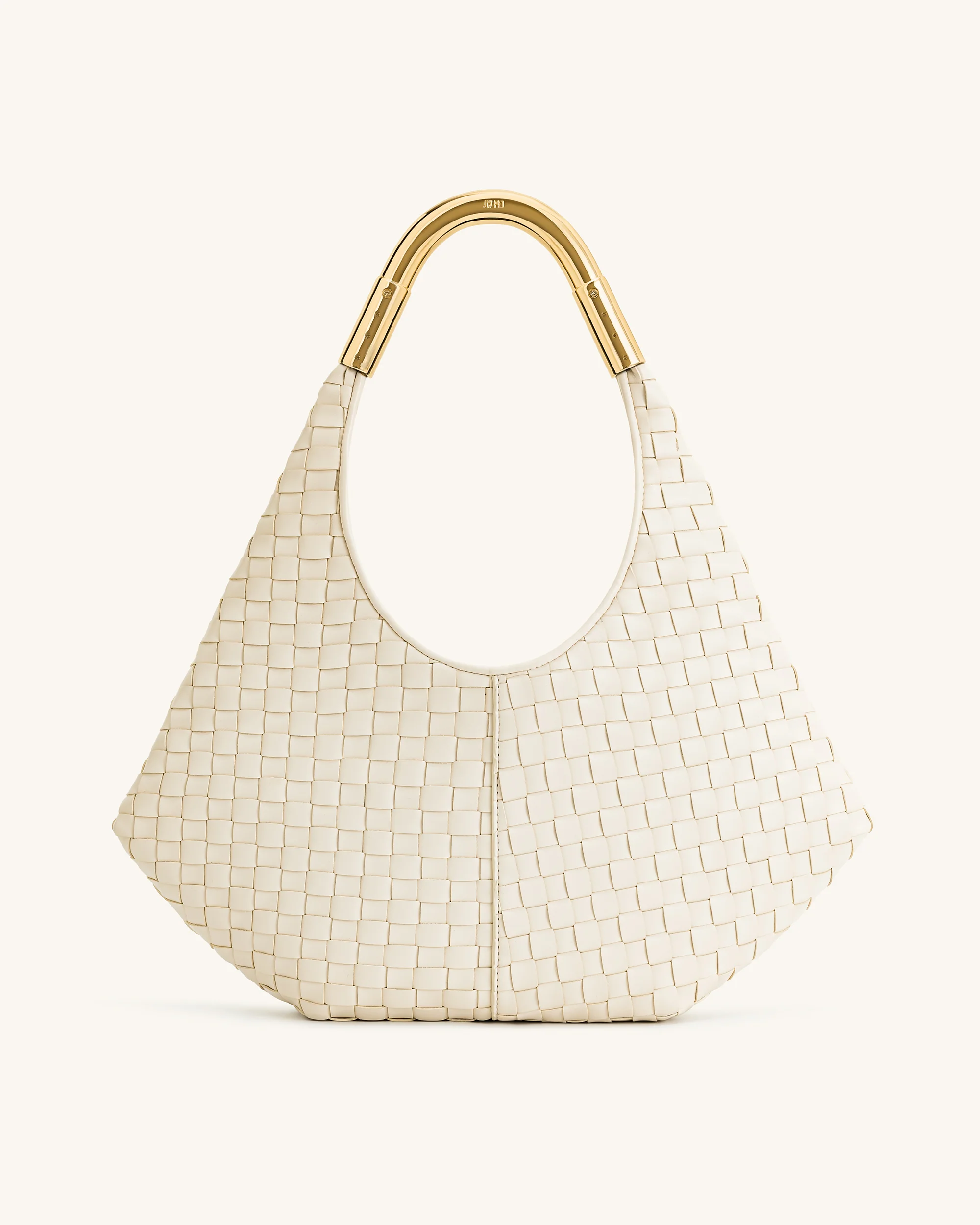 Olivia Handgeflochtene Hobo-Tasche mit Metallgriff – Weiß - Image 3