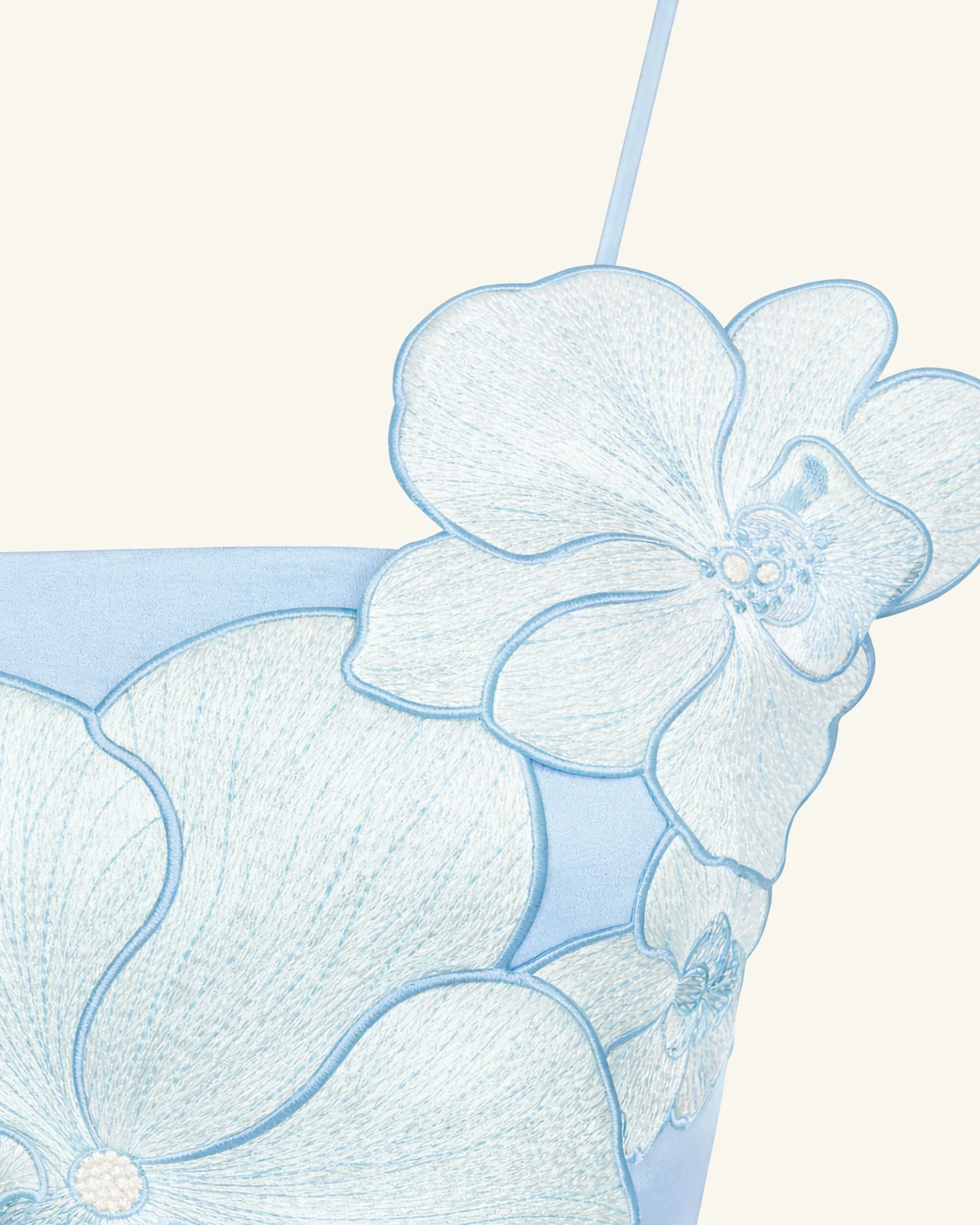 Minikleid mit Orchideen-Applikation - Blau - Image 5