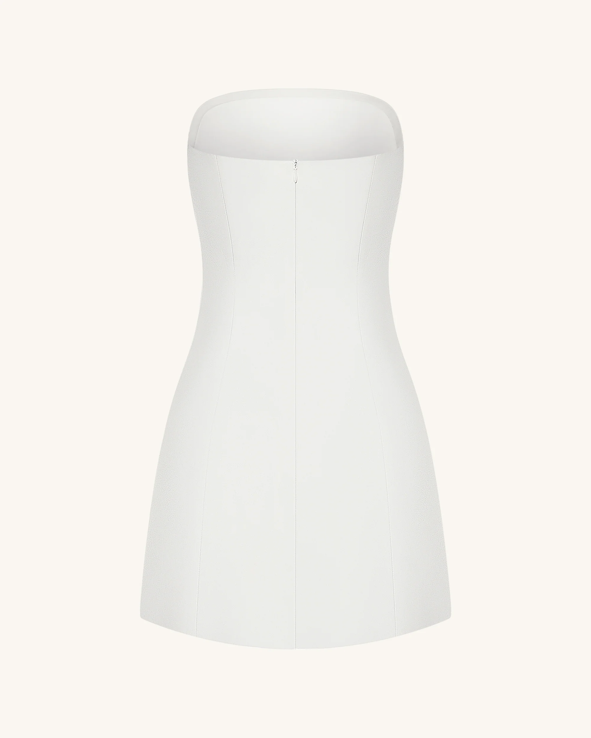 Trägerloses Kleid mit Orchideen-Applikation - Weiß - Image 6