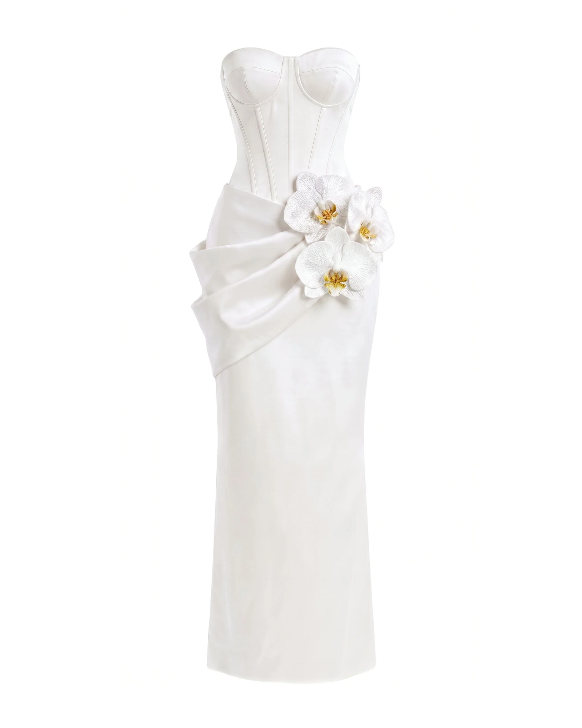 Orchideenverziertes Korsett-Maxikleid - Weiß - Image 2