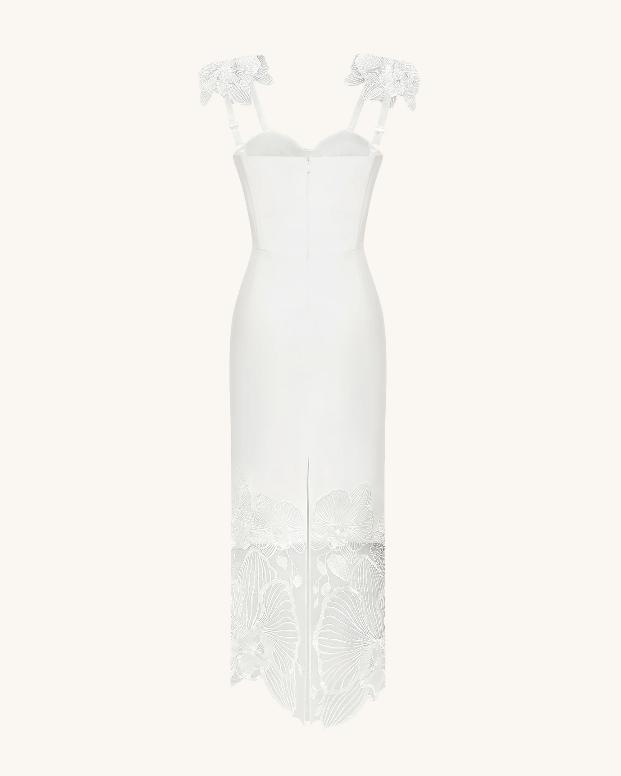 Orchideen besticktes Korsettkleid - Weiß - Image 4