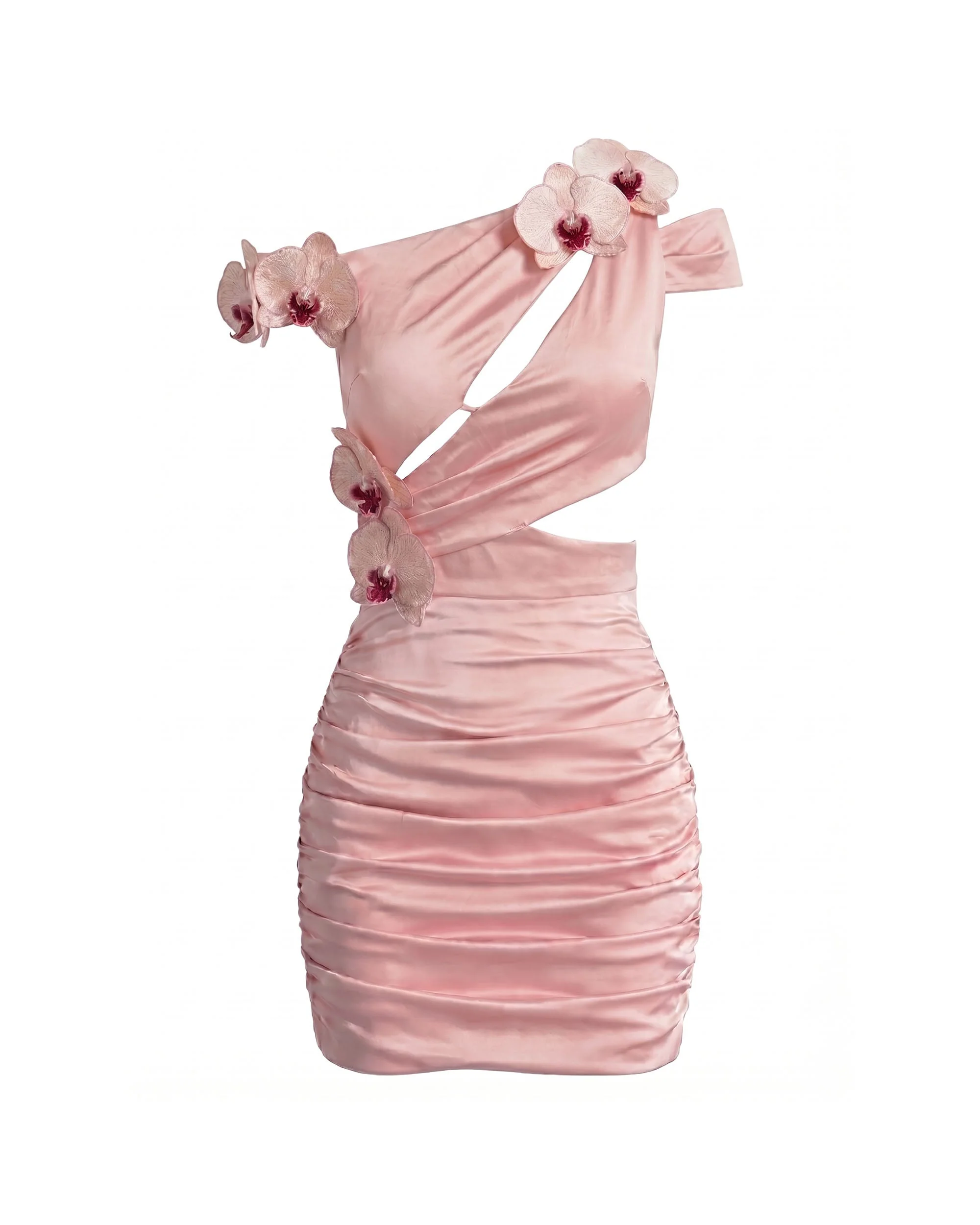 Besticktes Orchideen-Minikleid mit Cut-outs und Raffung - Zartrosa - Image 2