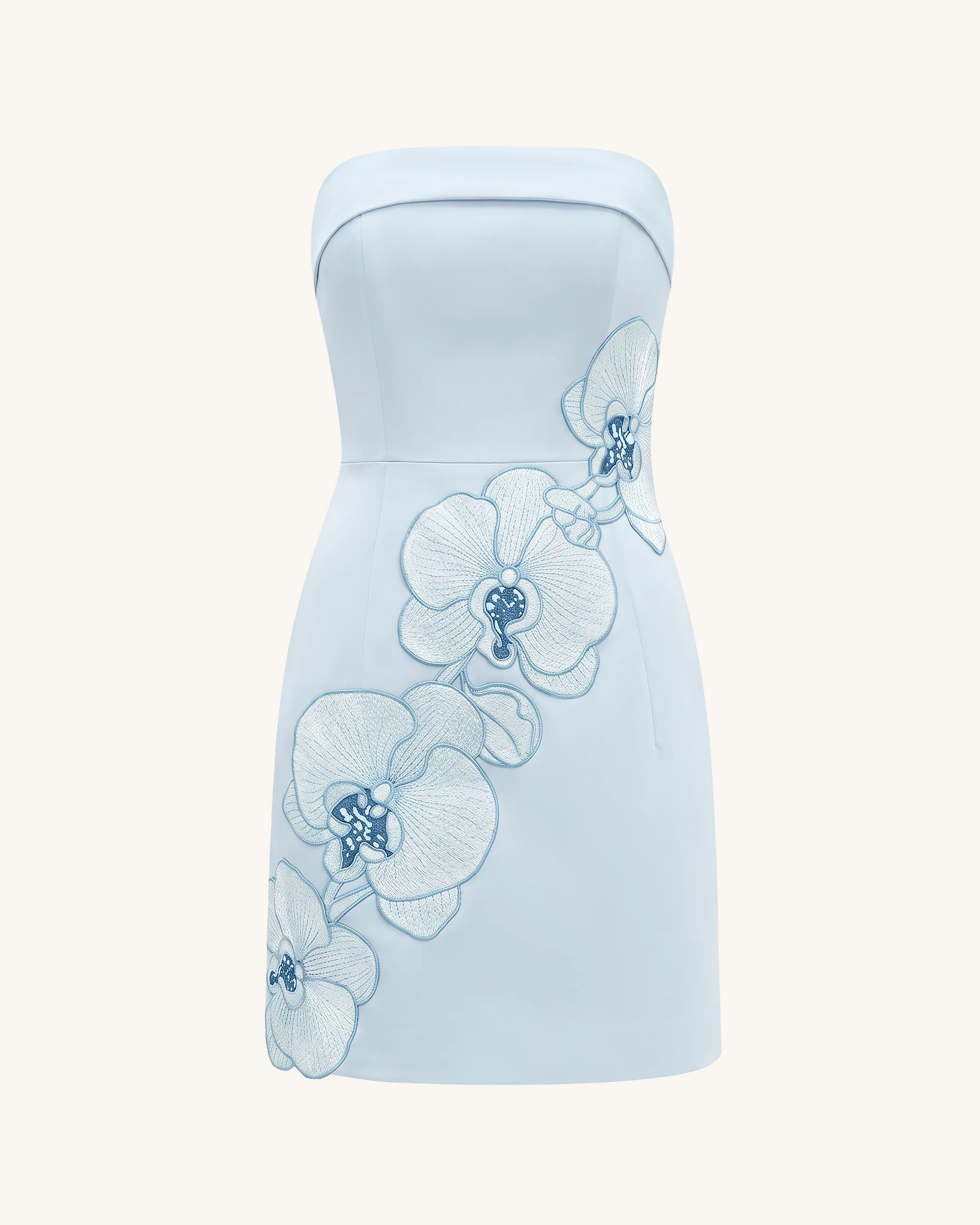 Orchid Besticktes trägerloses Etui-Midikleid - Hellblau - Image 3
