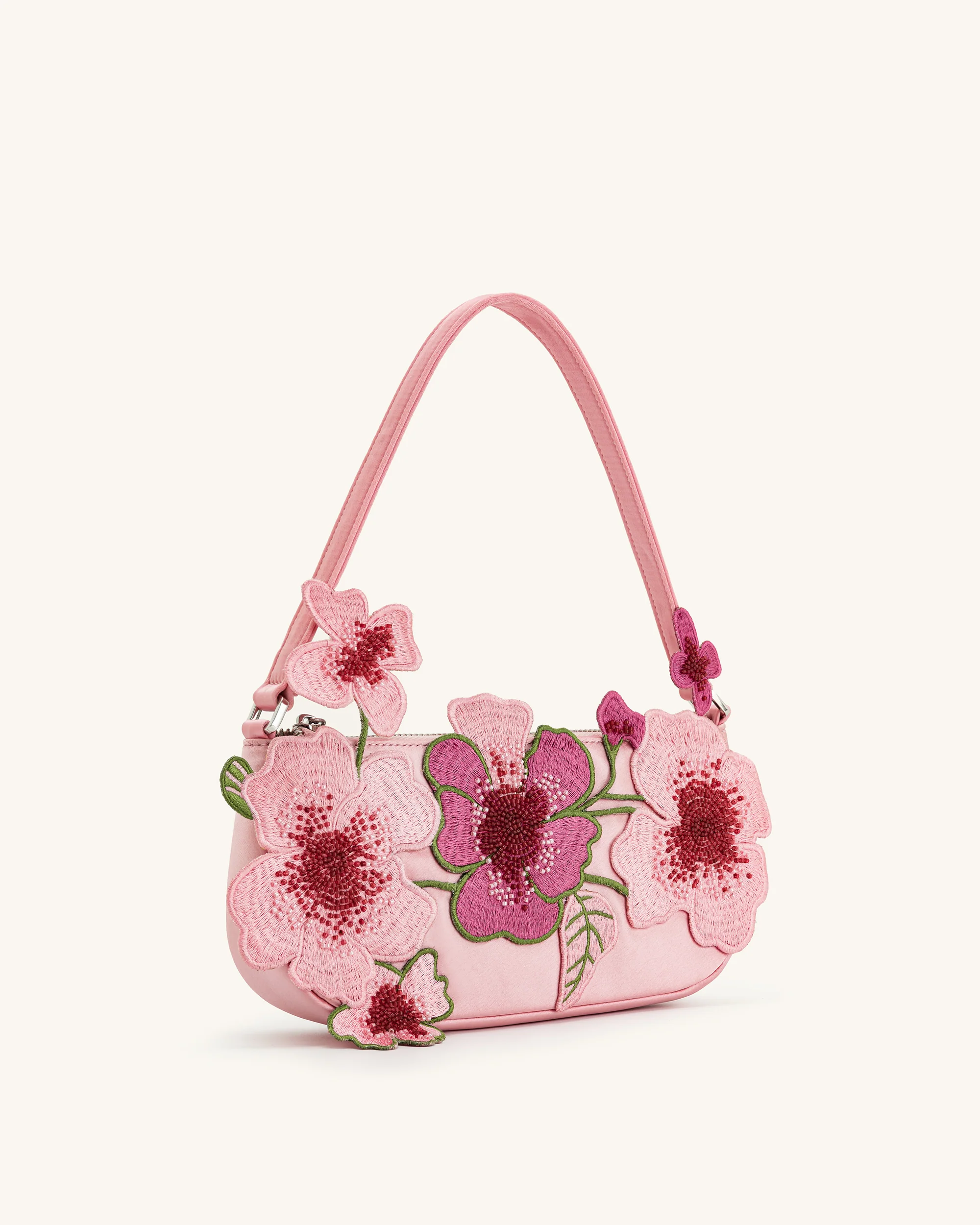 Leona Perlenverzierte Schultertasche - Rosa - Image 2