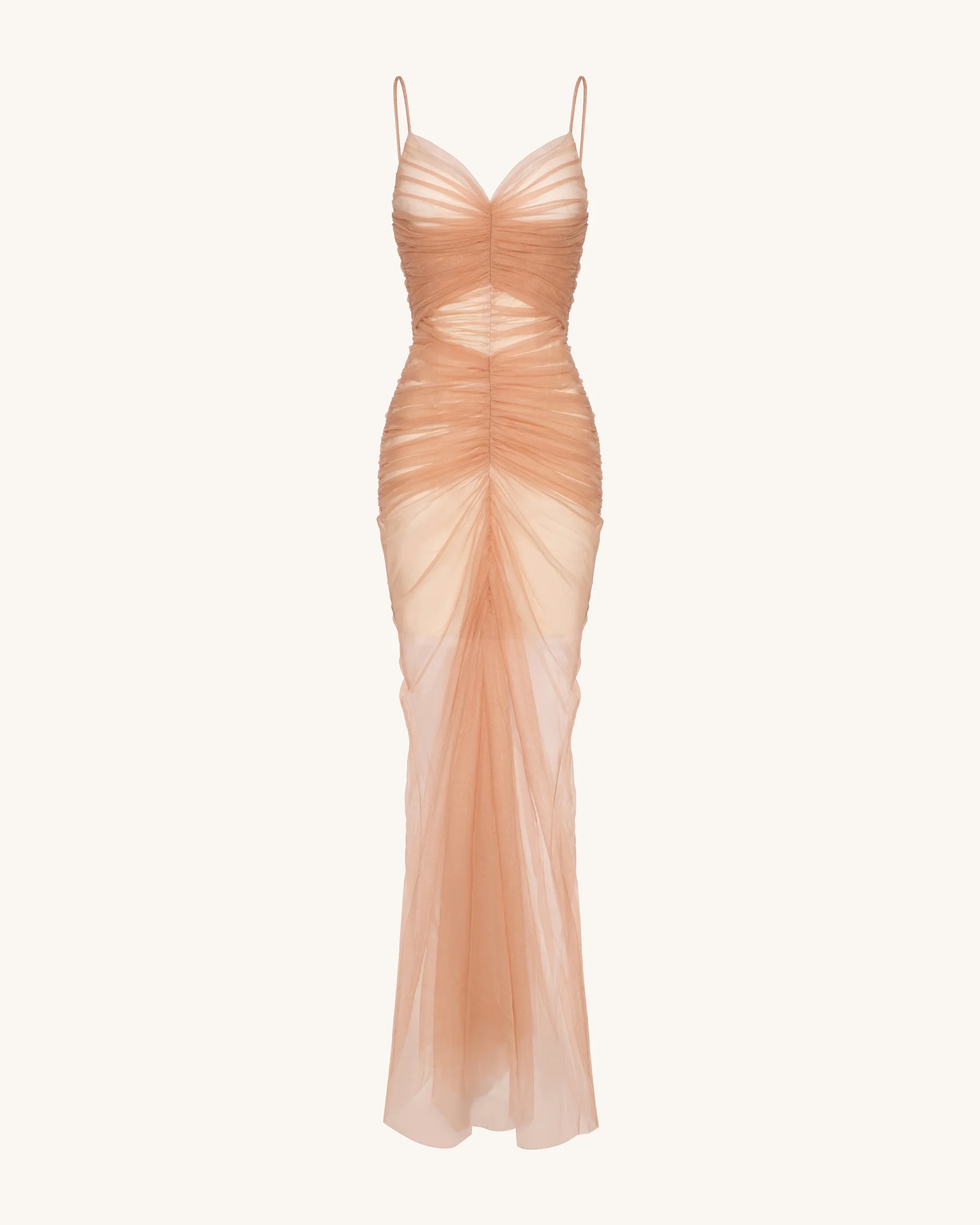Piper Drapiertes Mesh-Abendkleid - Zimt - Image 3
