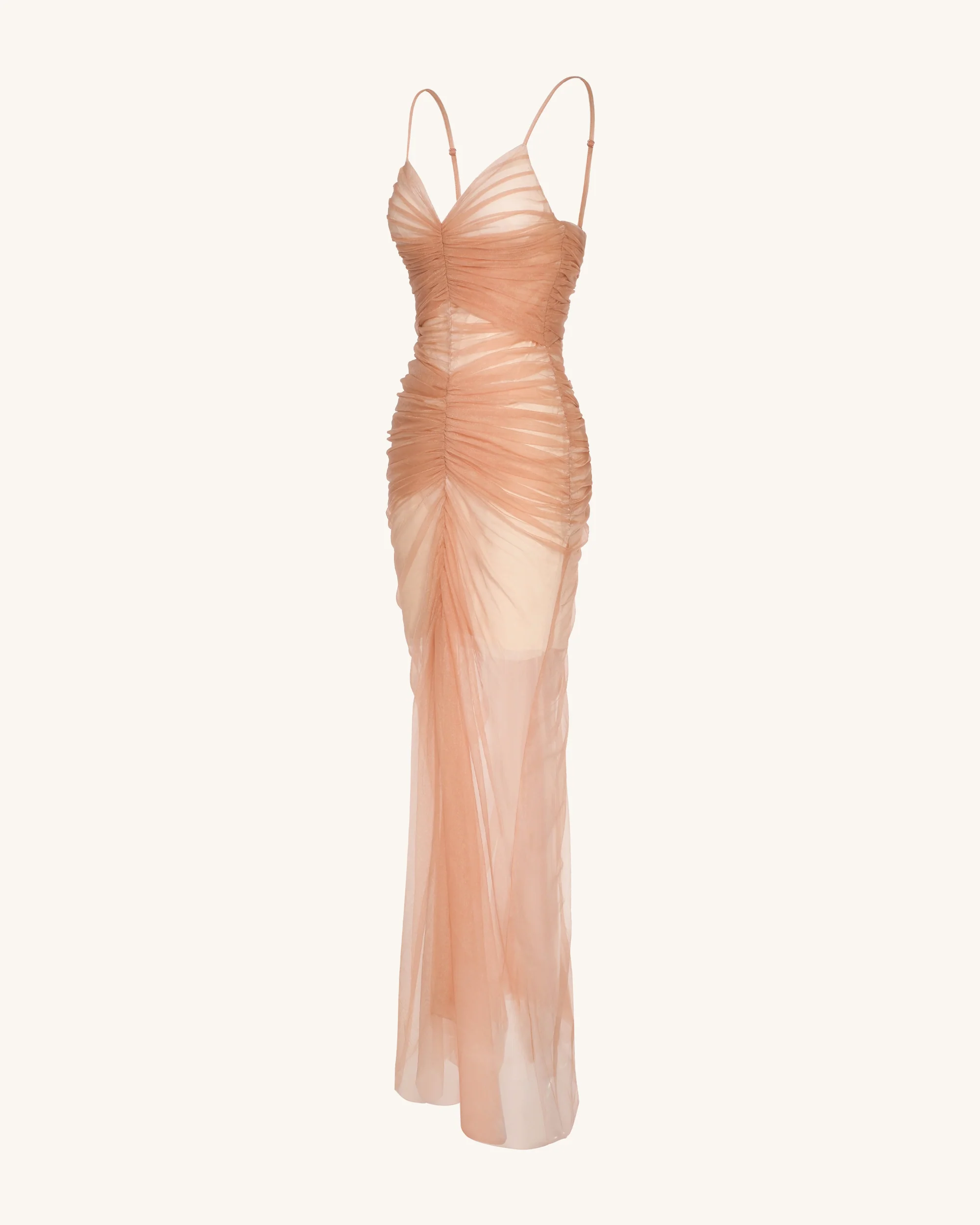Piper Drapiertes Mesh-Abendkleid - Zimt - Image 4
