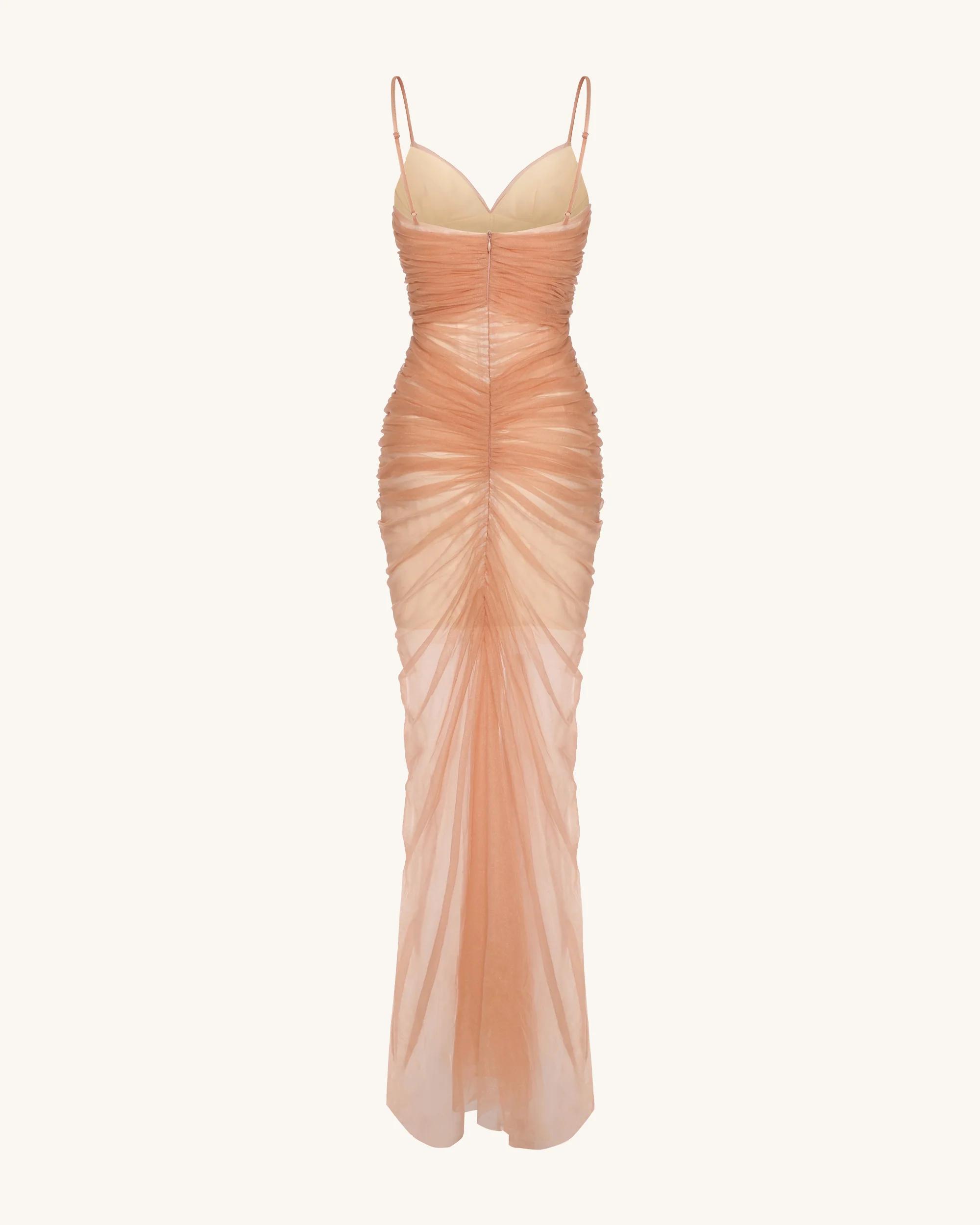Piper Drapiertes Mesh-Abendkleid - Zimt - Image 5