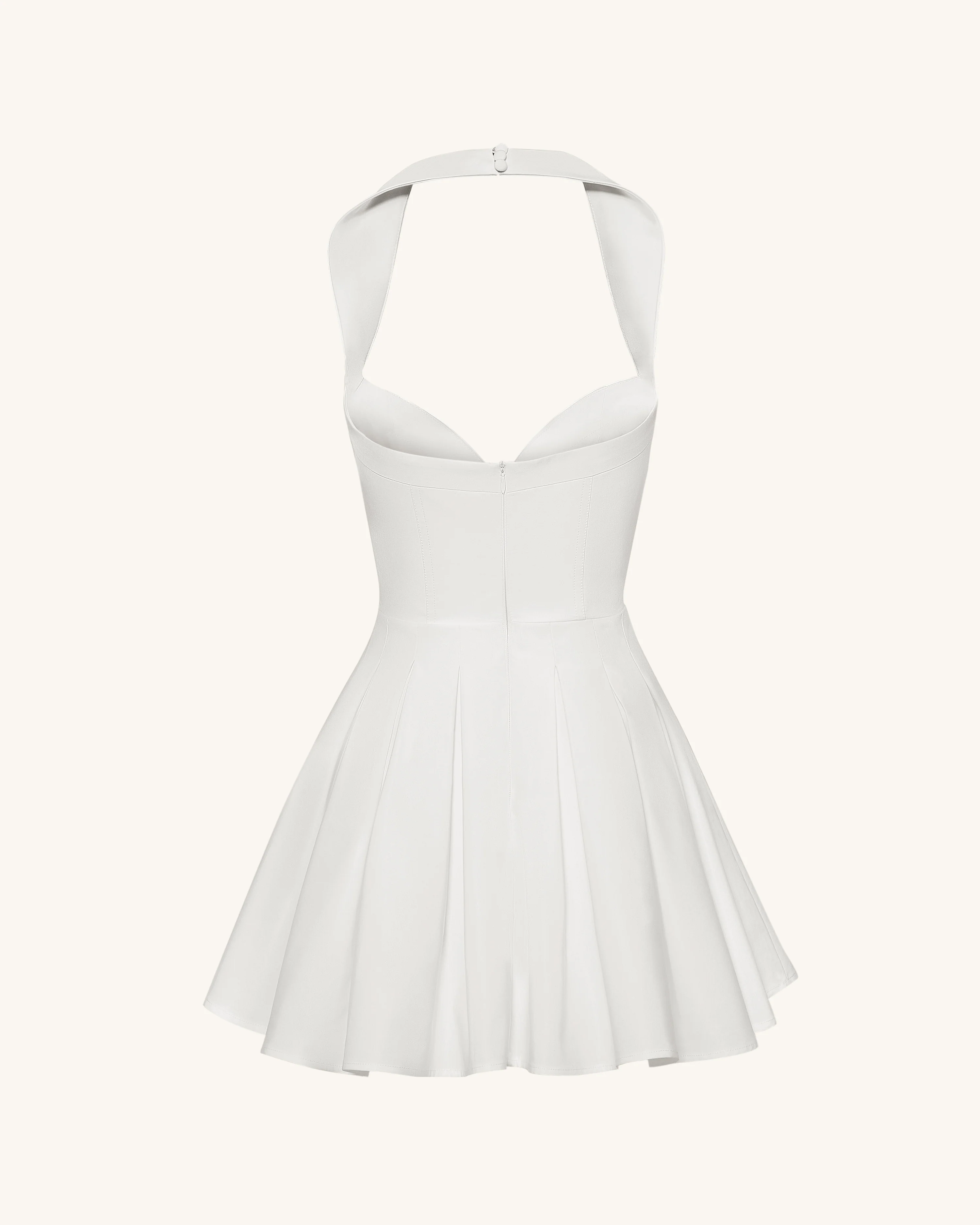 Plissiertes Bustier-Neckholder-Minikleid - Weiß - Image 6
