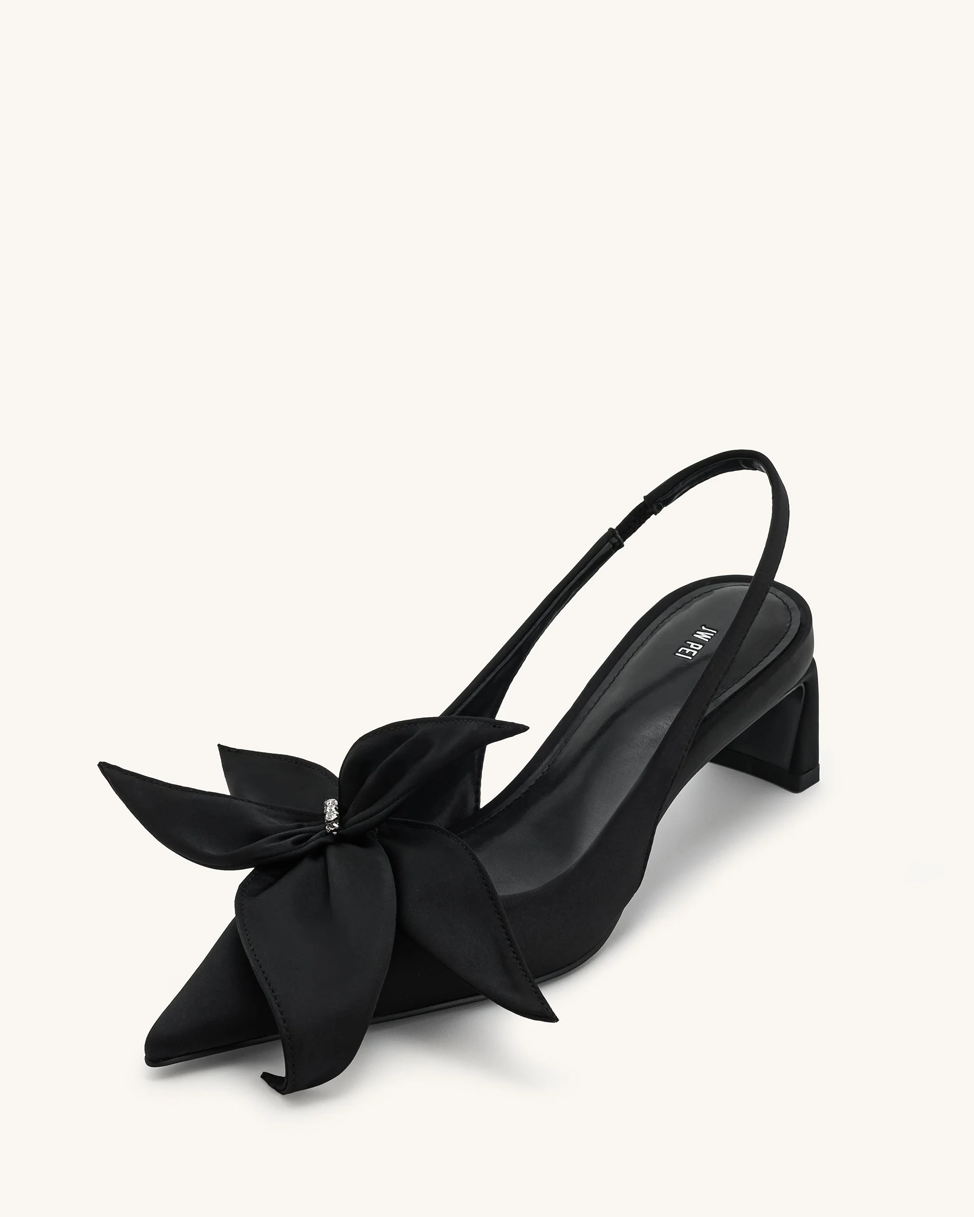 Queena Slingback-Pumps mit floralen Applikationen - Schwarz - Image 5