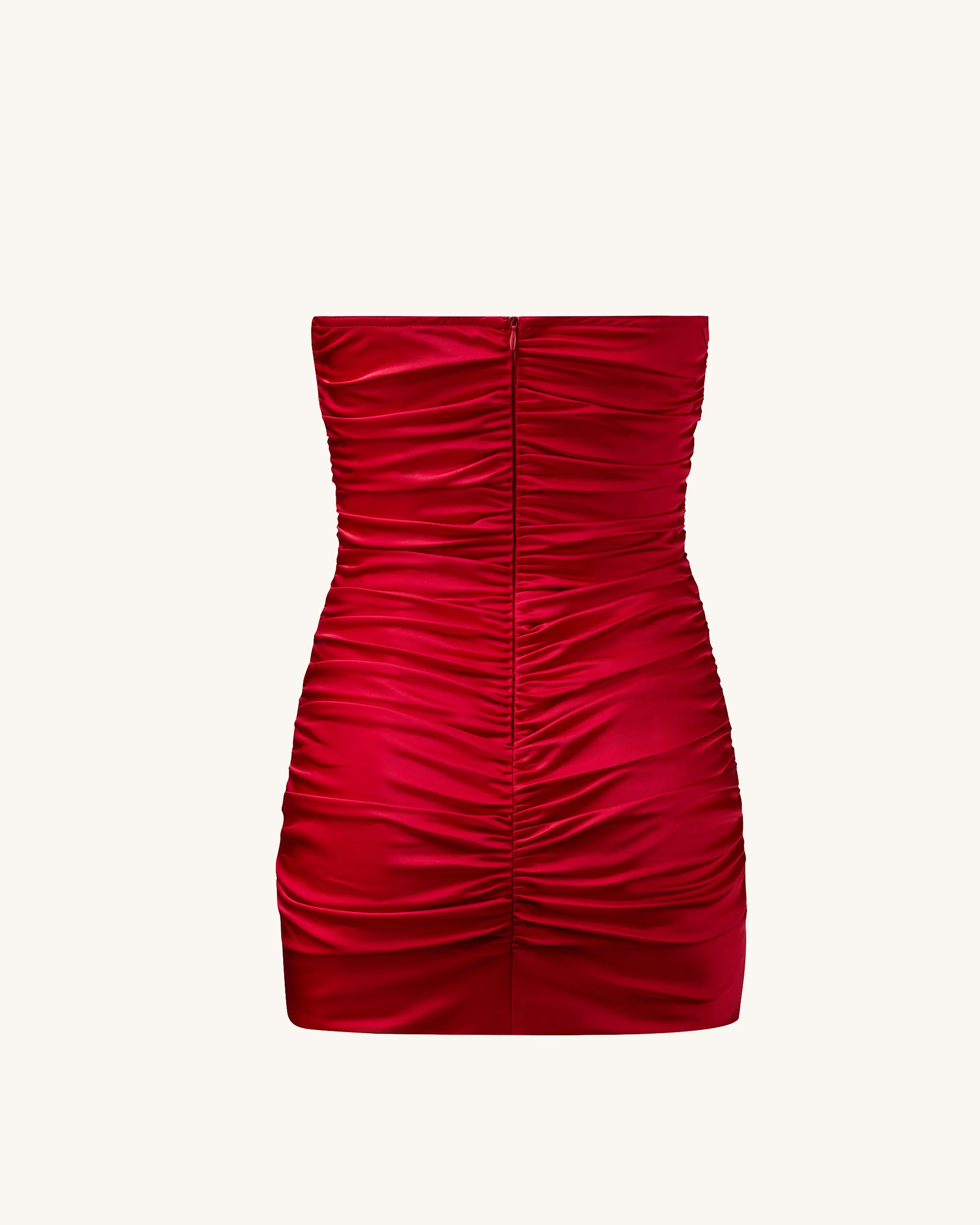 Bailee Rotes Tube-Minikleid mit Blumenapplikationen und Raffung - Rot - Image 7