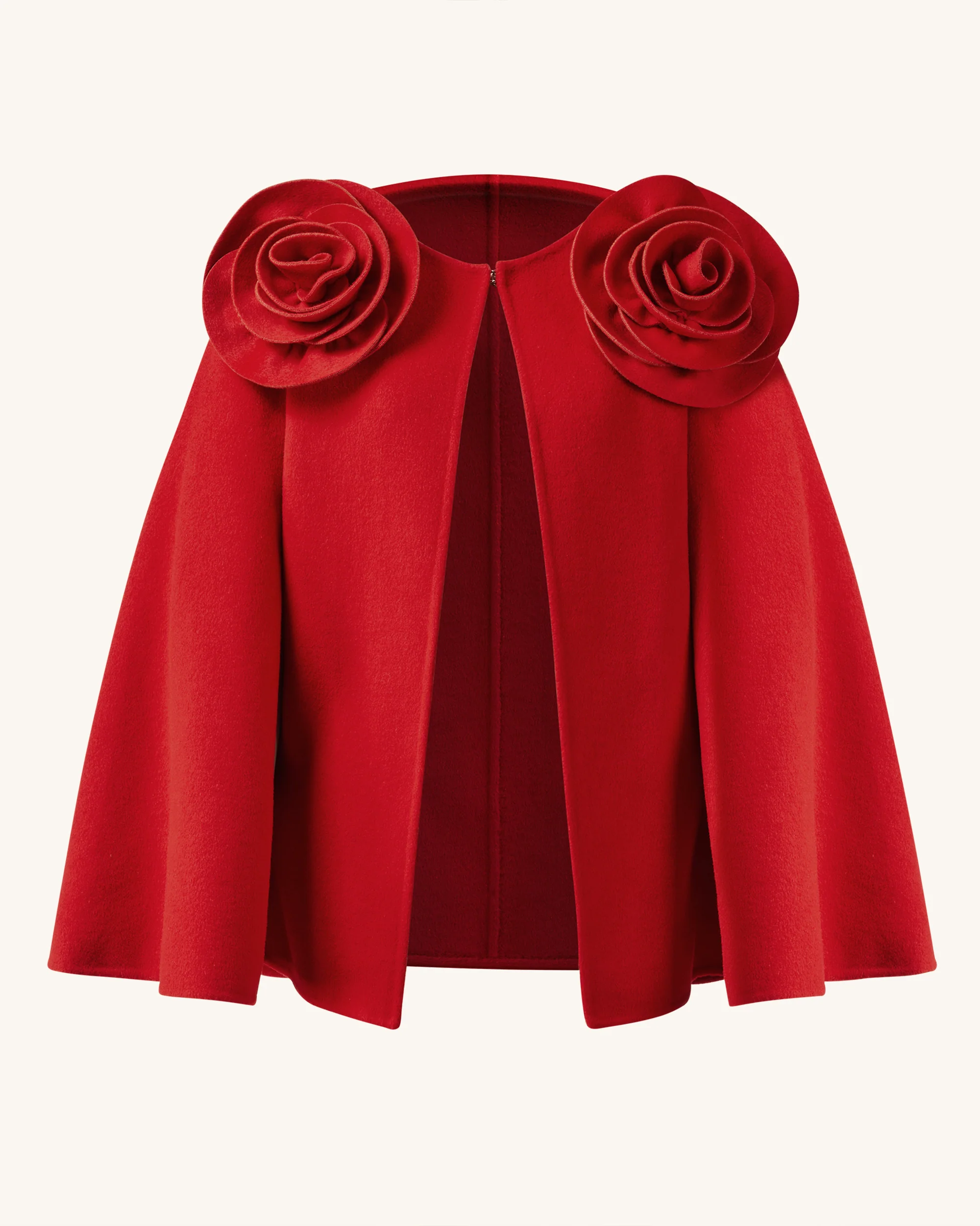 Clara Cape-Mantel mit Blumenapplikation - Rot - Image 2