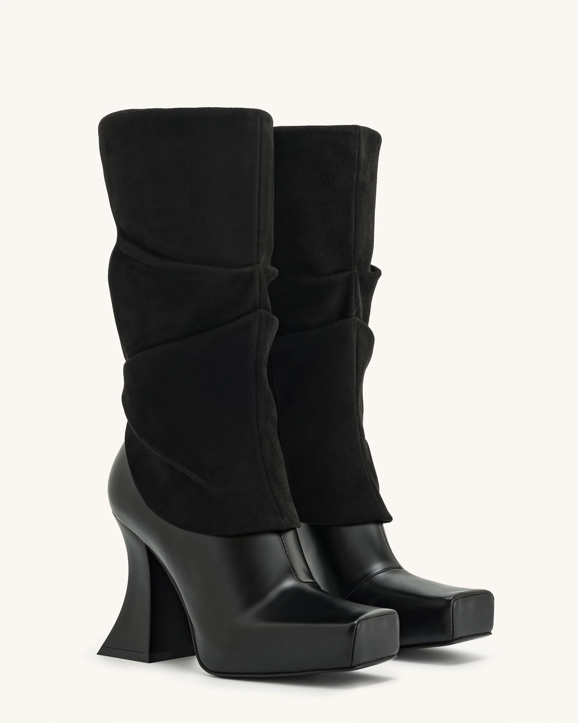 Reyna Quadratische Zehenplattform-Strickstiefel - Schwarz - Image 3