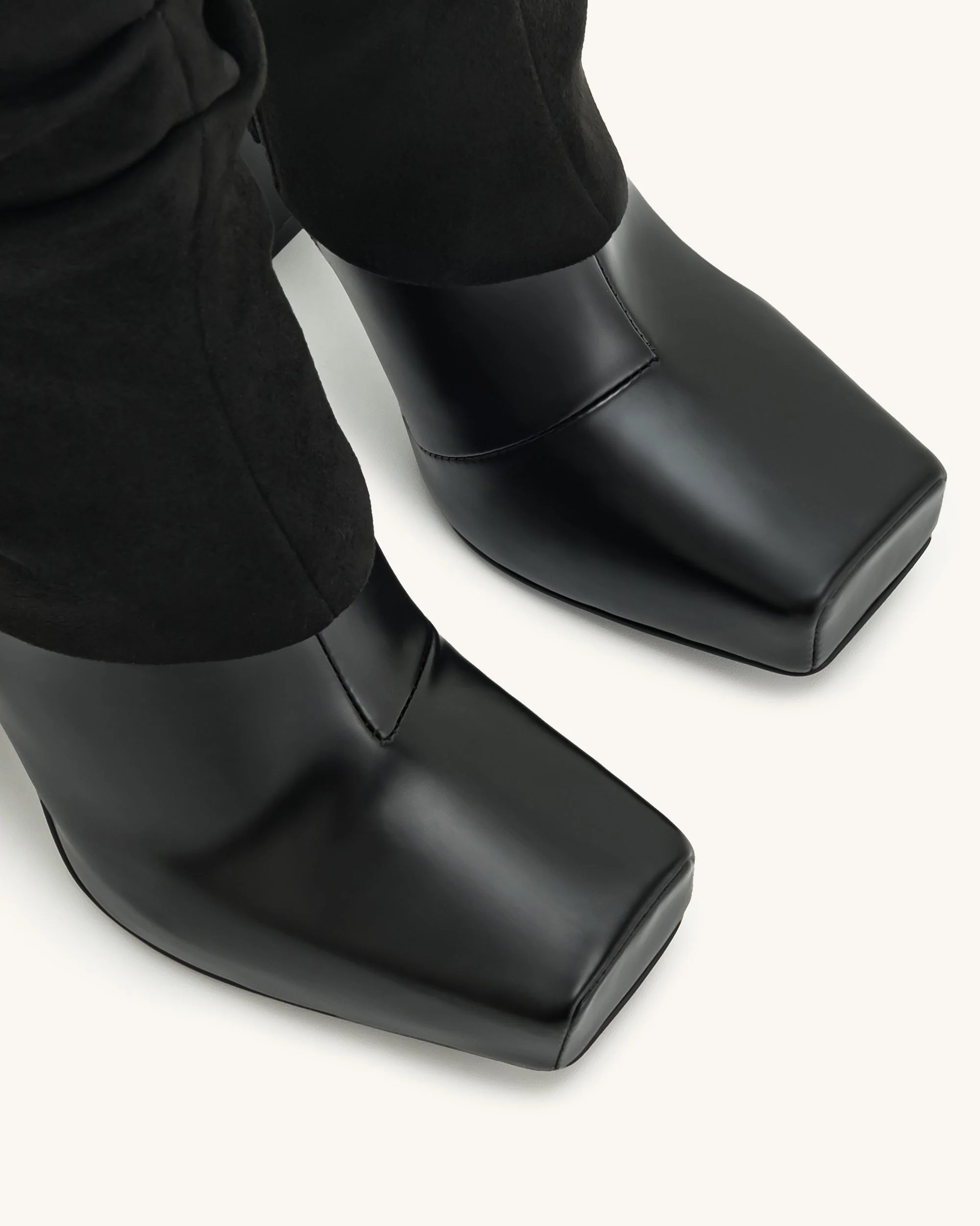 Reyna Quadratische Zehenplattform-Strickstiefel - Schwarz - Image 6