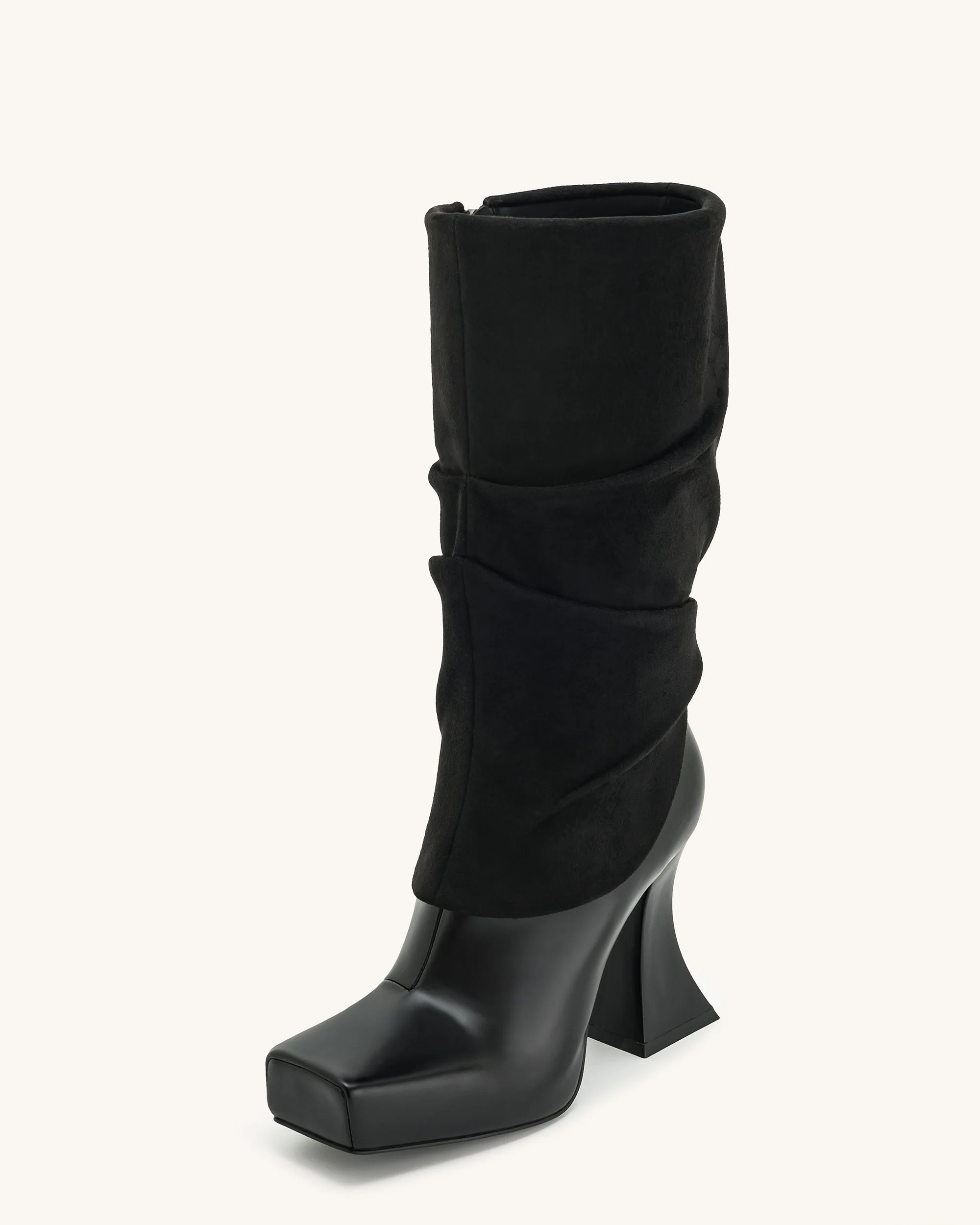 Reyna Quadratische Zehenplattform-Strickstiefel - Schwarz - Image 7