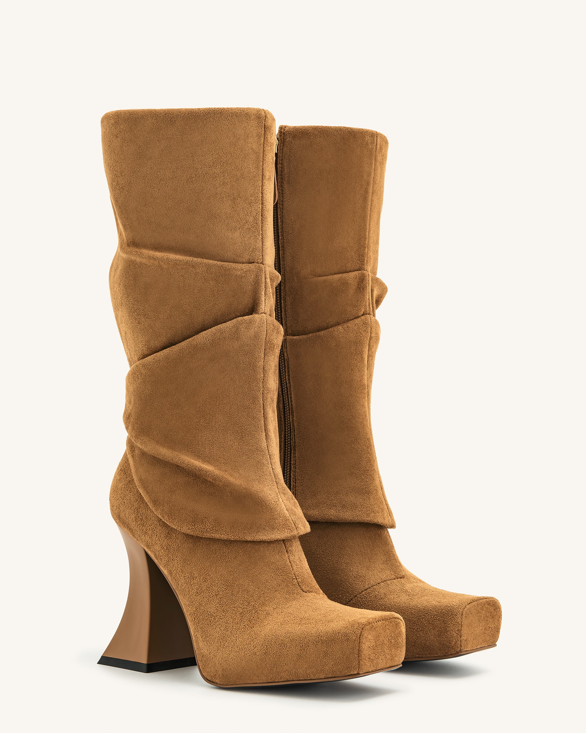 Reyna Quadratische Zehenplattform-Strickstiefel - Braun - Image 3