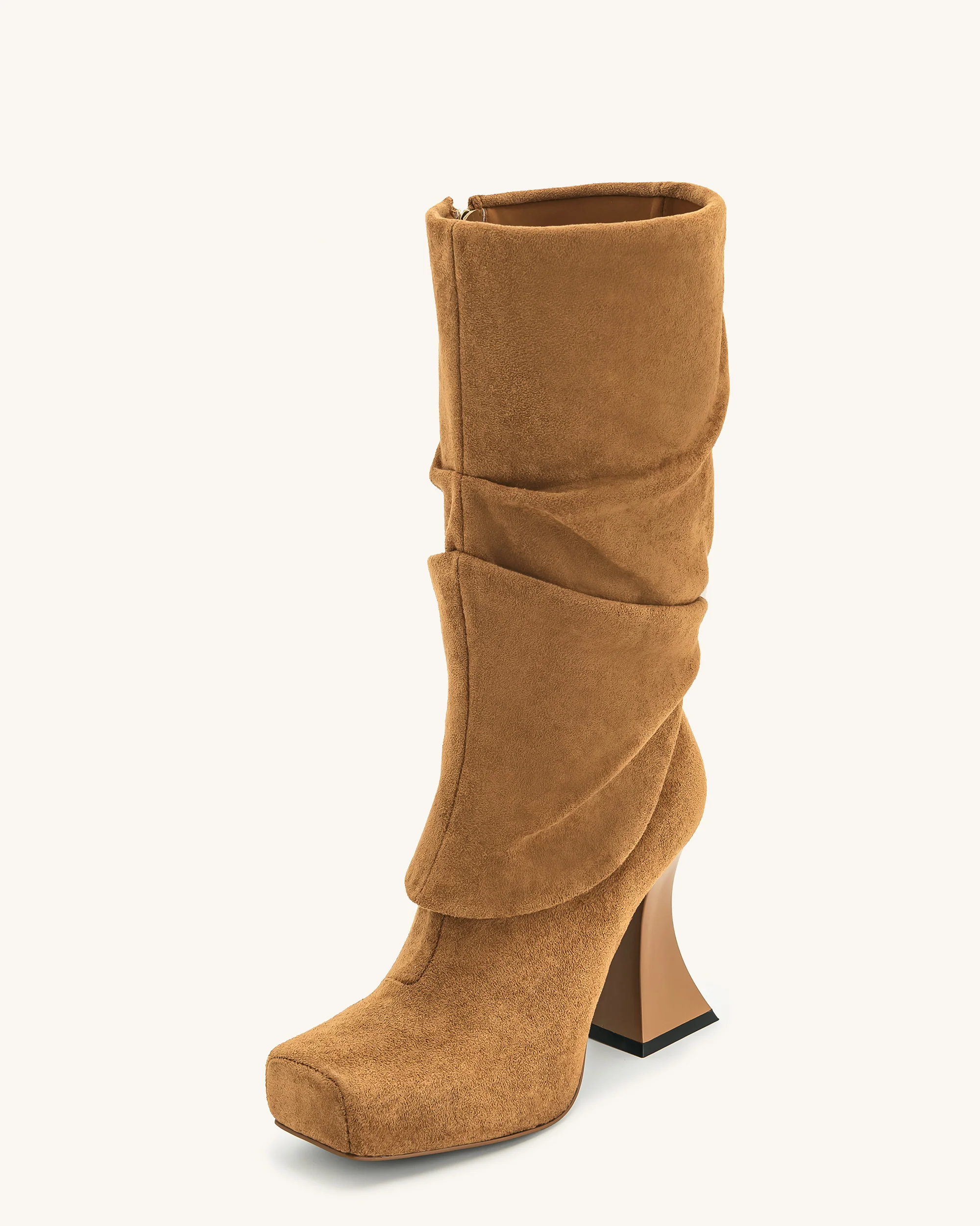 Reyna Quadratische Zehenplattform-Strickstiefel - Braun - Image 7