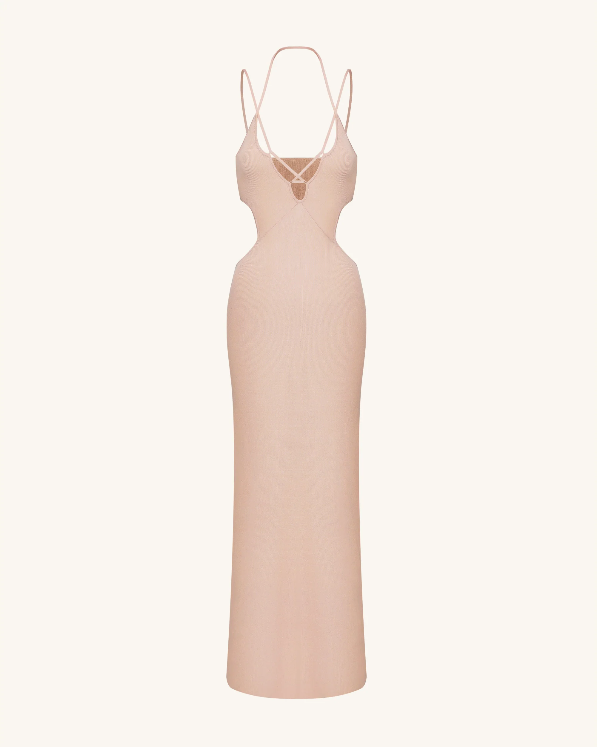 Geripptes Knit Maxikleid mit Cutout - Rosa - Image 4