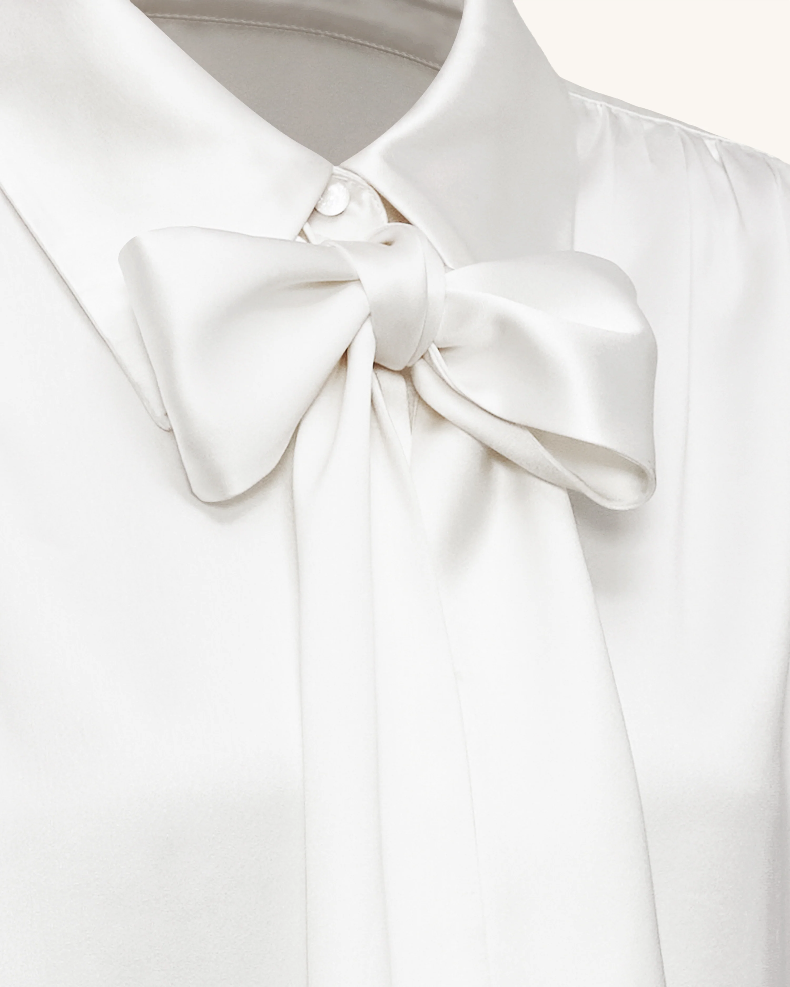 Bluse mit Bindeband und Ballonärmeln – Weiß - Image 6