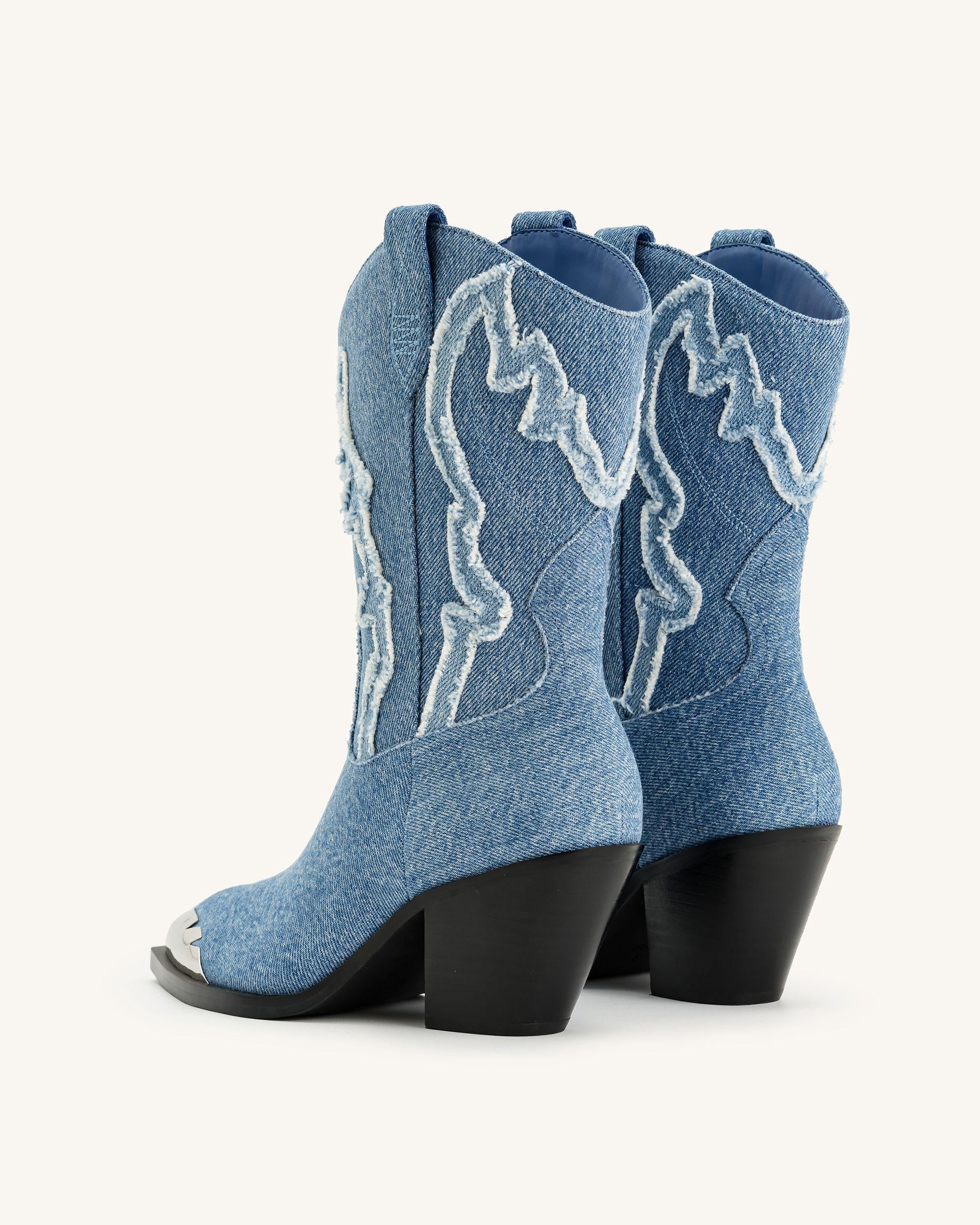 Riya Denim Cowboy Stiefel - Blau - Image 2