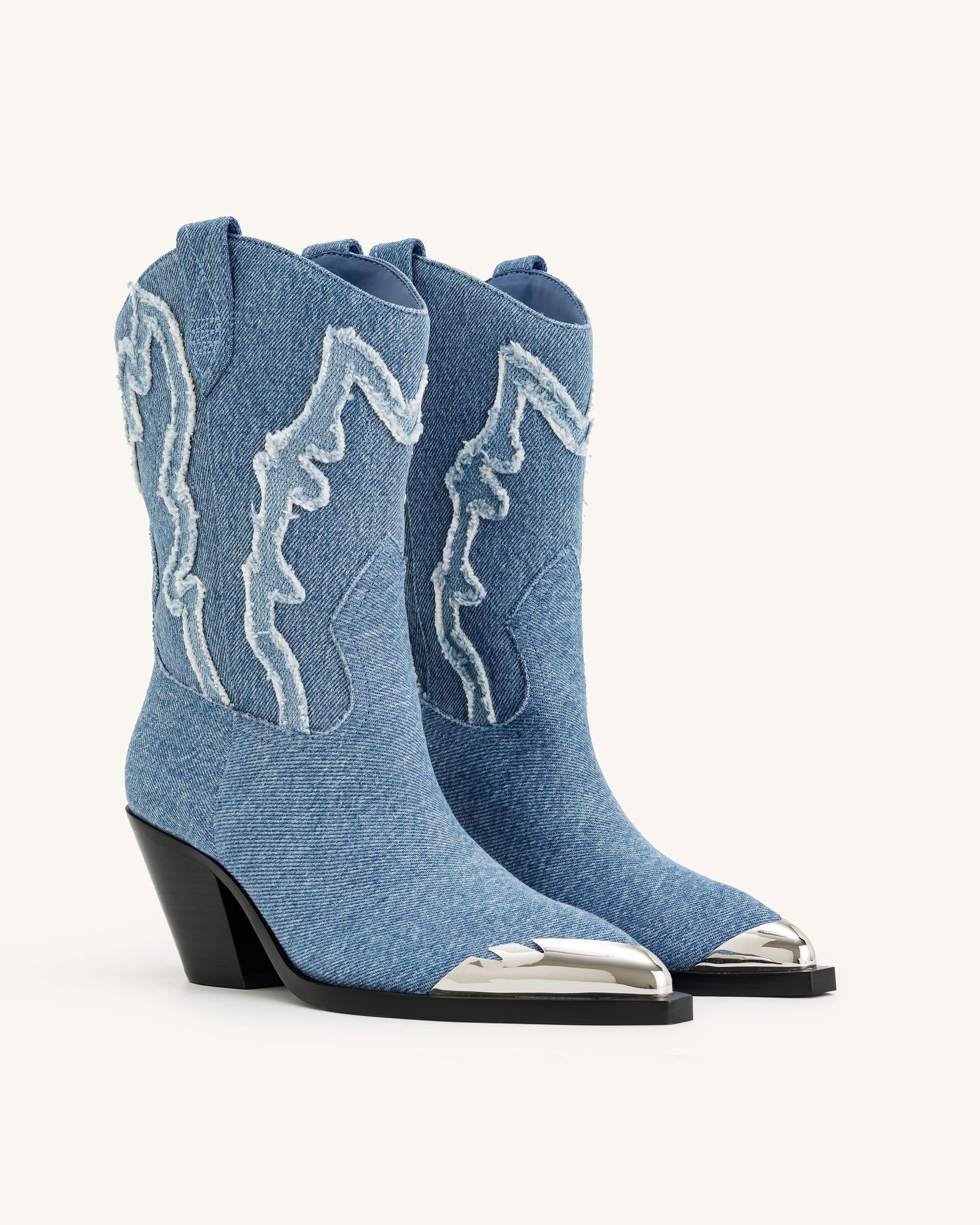 Riya Denim Cowboy Stiefel - Blau - Image 4
