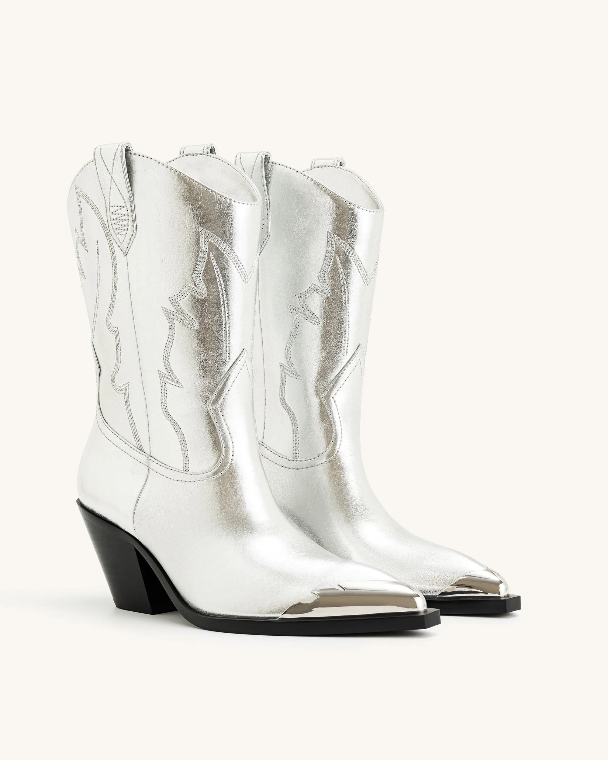 Riya Metallic Cowboy Stiefel - Silber - Image 2