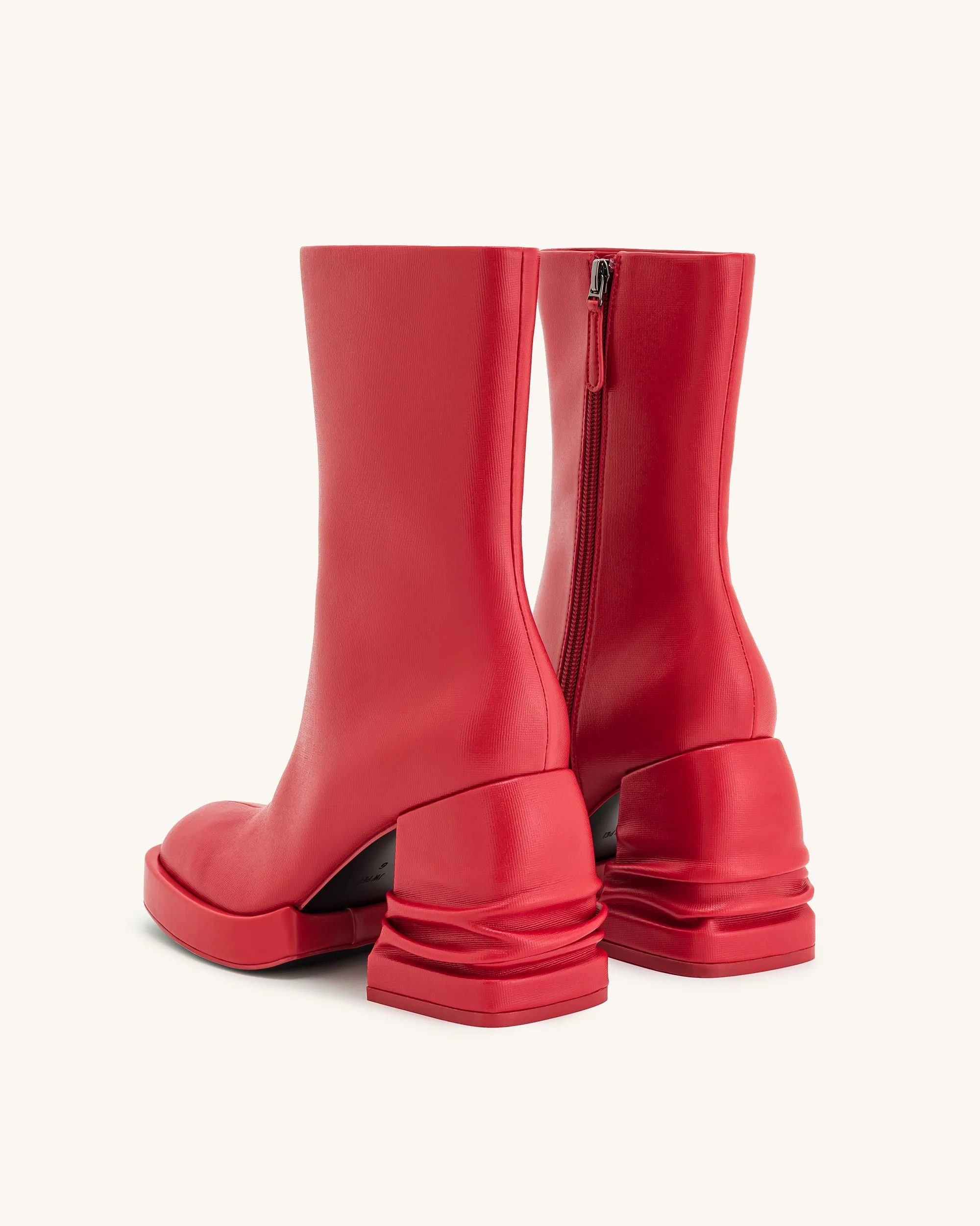Saylor Plateau-Stiefeletten mit Rundzehen - Rot - Image 4