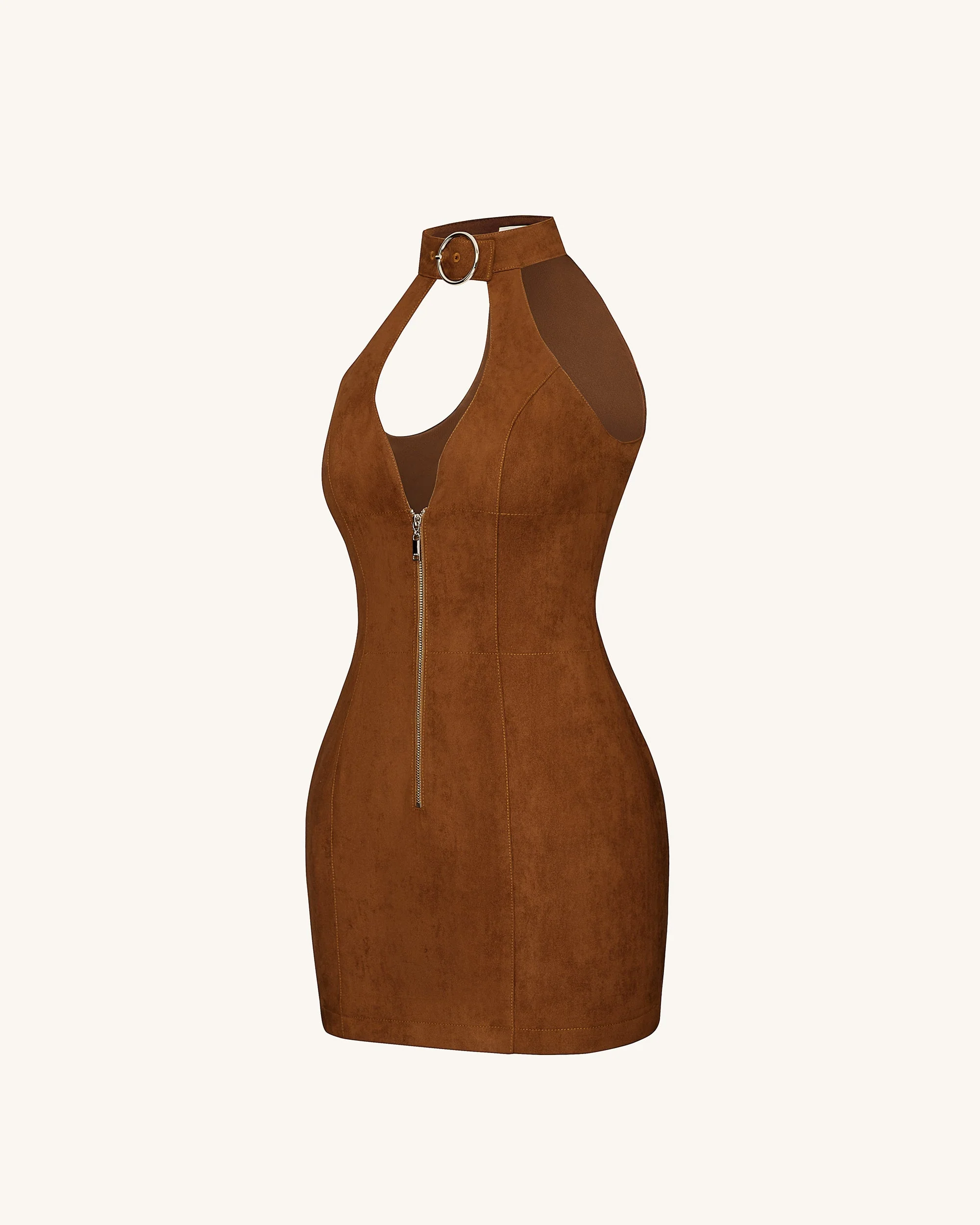 Ruby Neckholder-Minikleid mit Reißverschluss - Braun - Image 4
